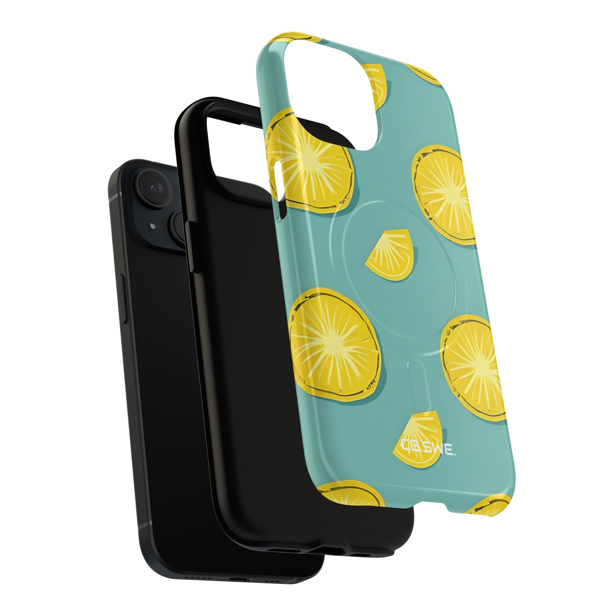 Bright Yellow Pineapple Slice on Teal iPhone 15 - Tough+
