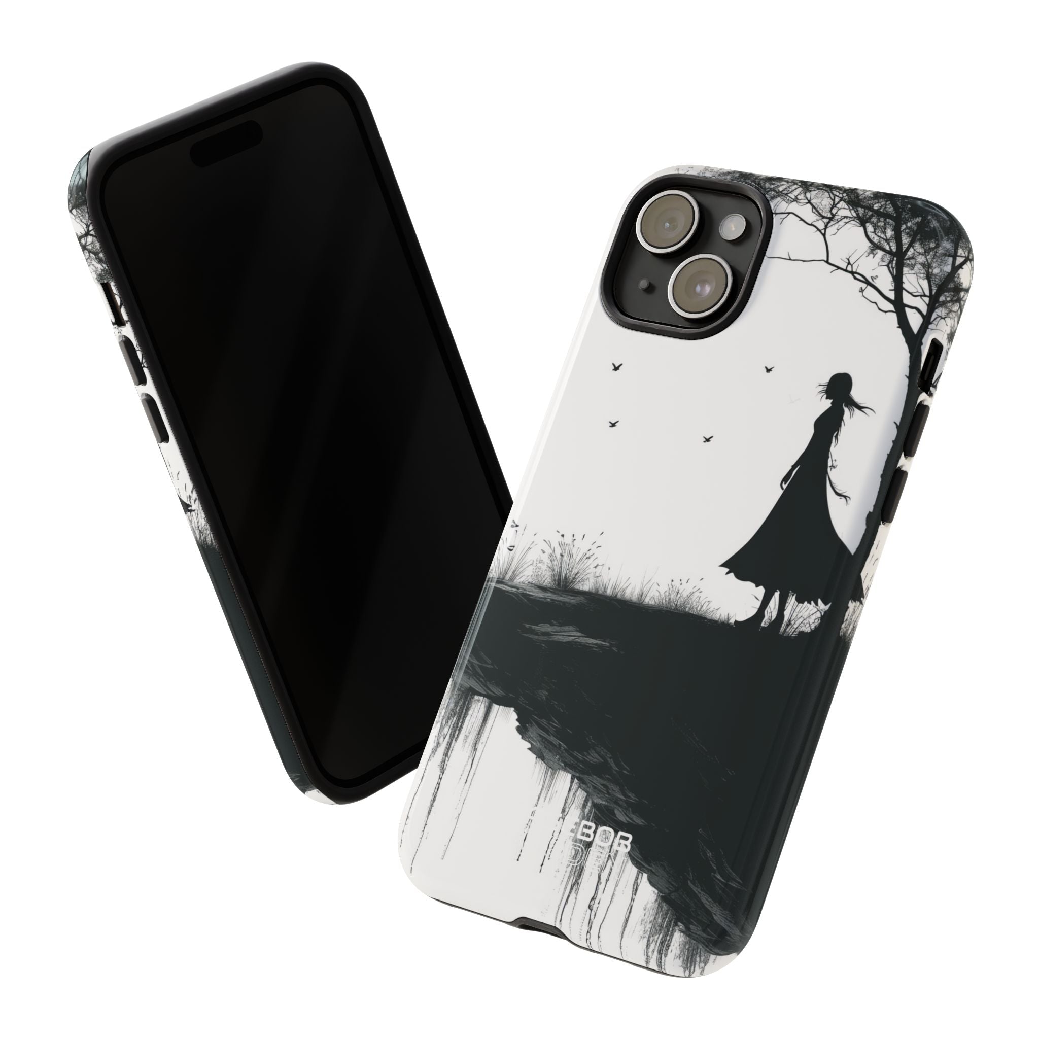 Silhouette sulla scogliera solitaria iPhone 15 - Tough
