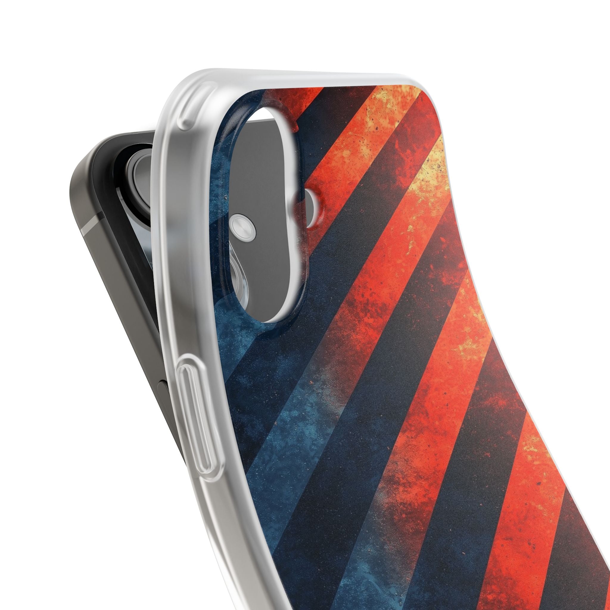 Diagonal Stripes Blaze iPhone 16 Plus Case - Soft