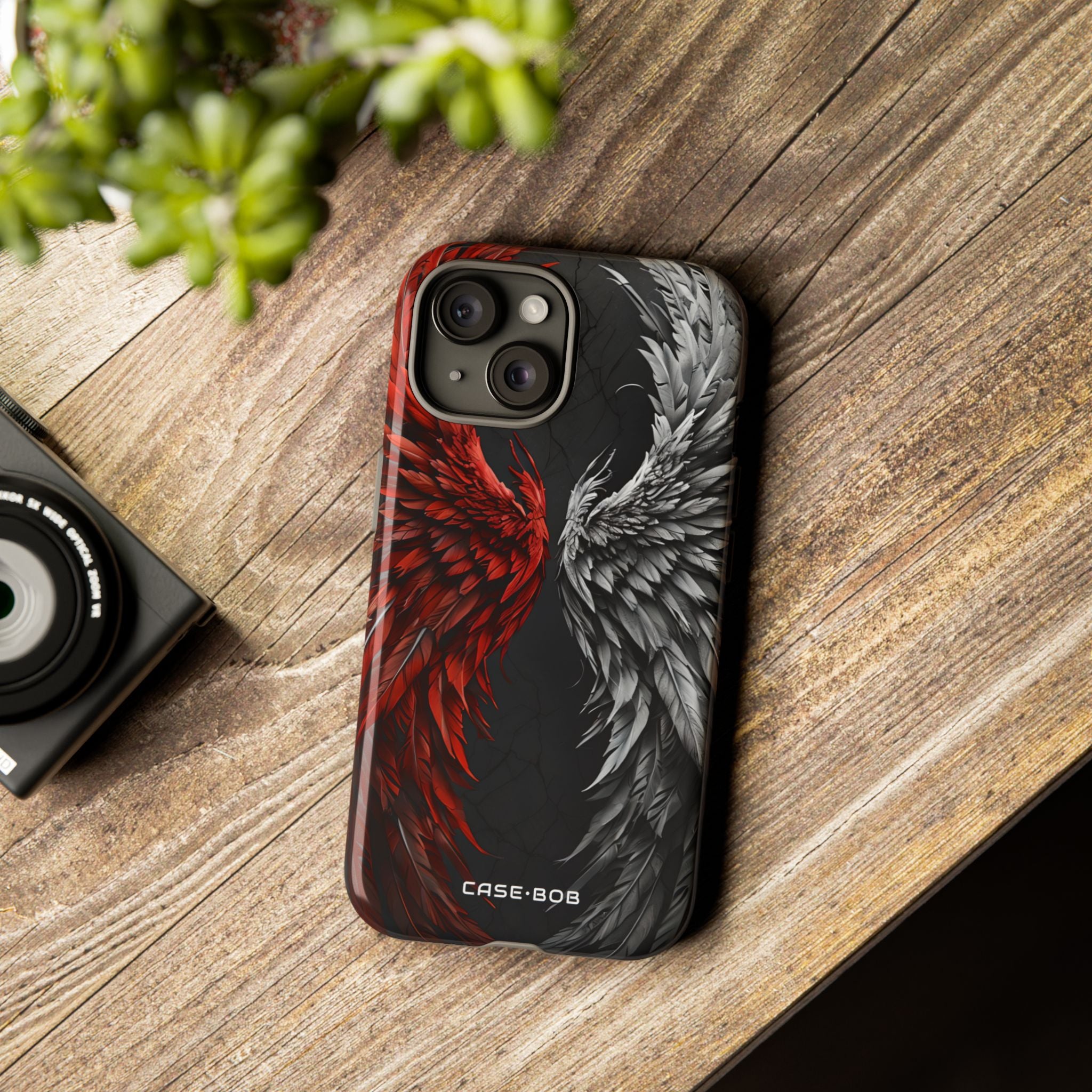 Crimson White Wings iPhone 15 Case - Tough