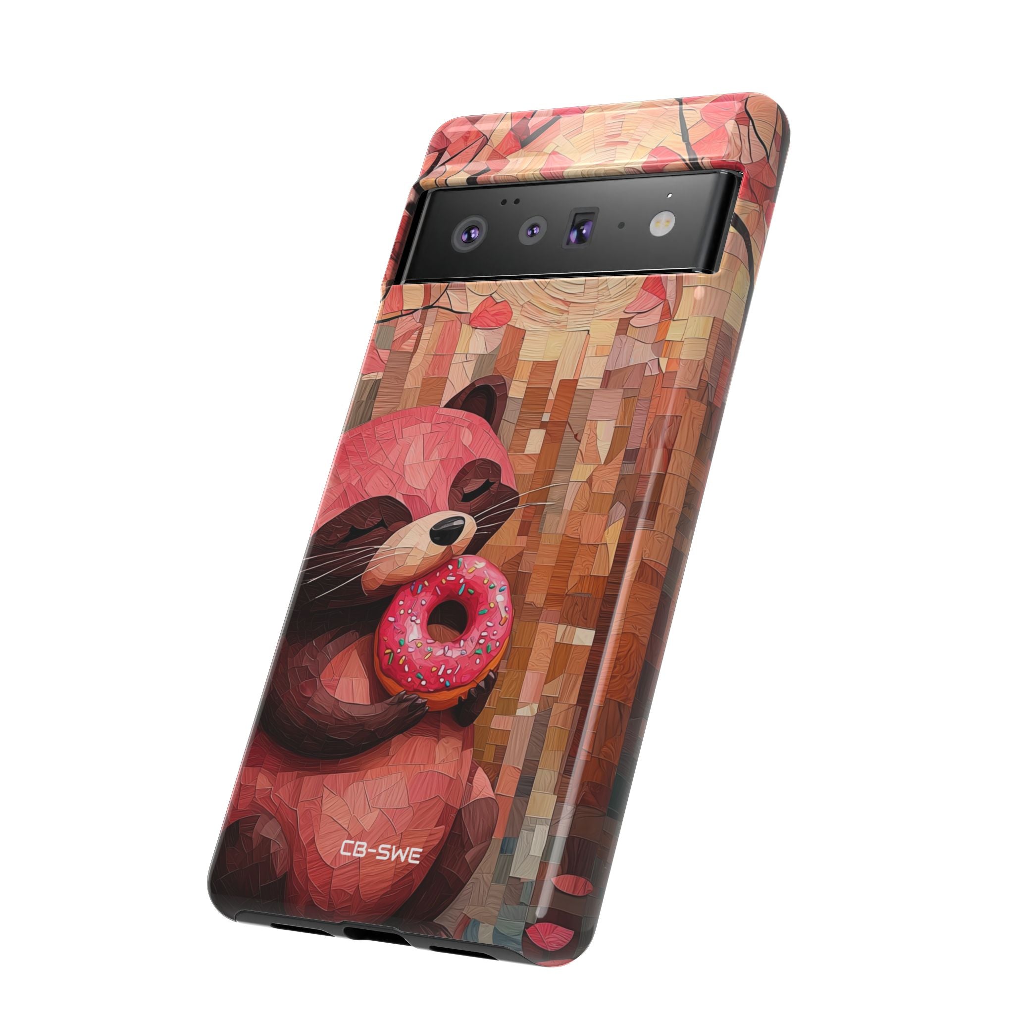 Raccoon Holds Donut - Google Pixel Case
