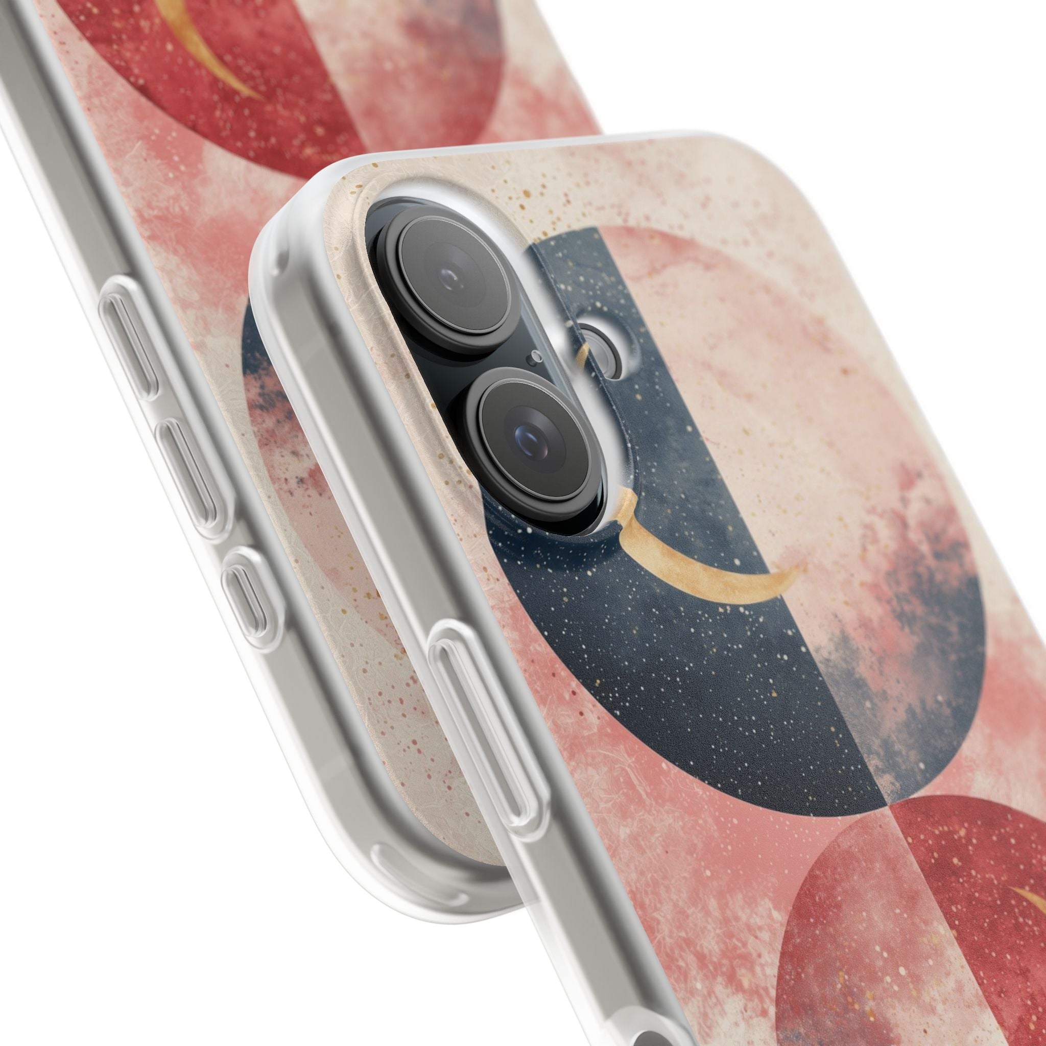 Golden Crescent Circles iPhone 16 Case - Soft