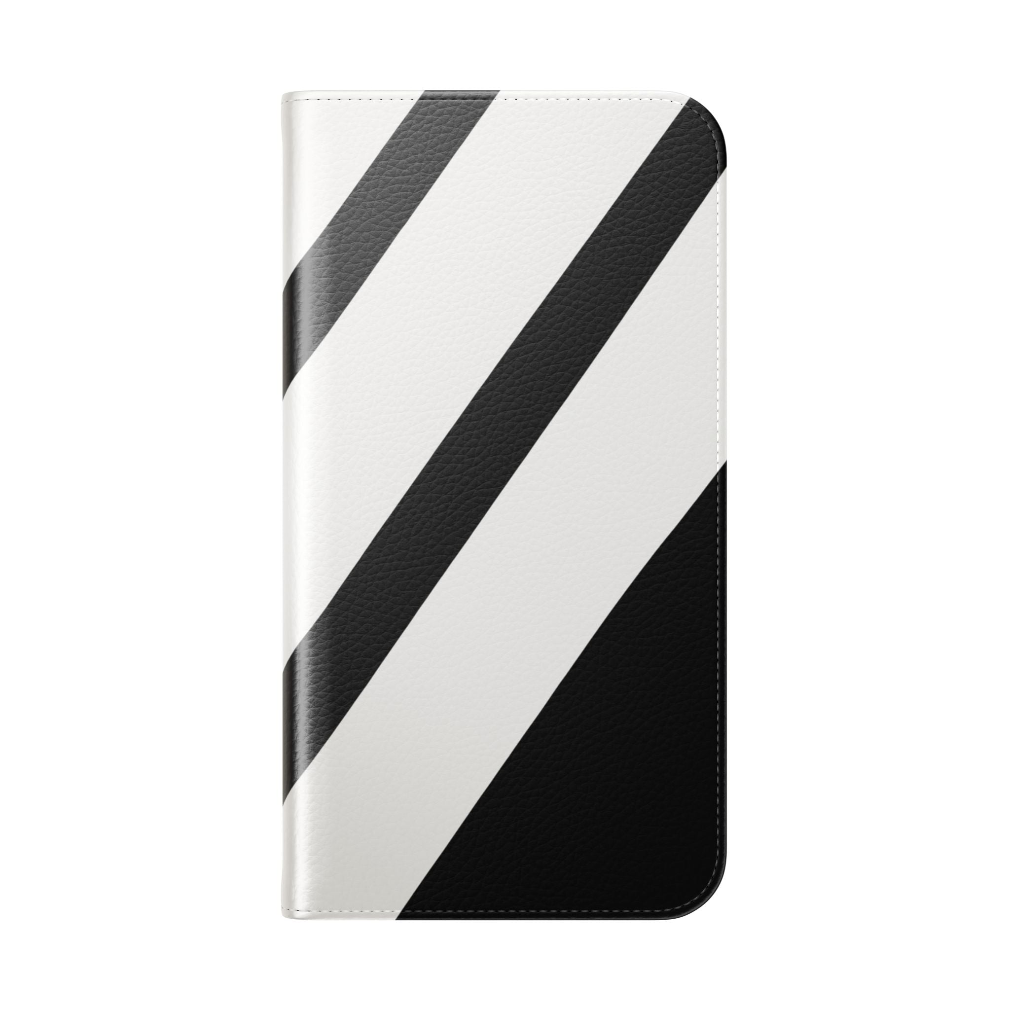 Diagonal Stripes BlackWhite - iPhone 15 Pro Max Case - Wallet