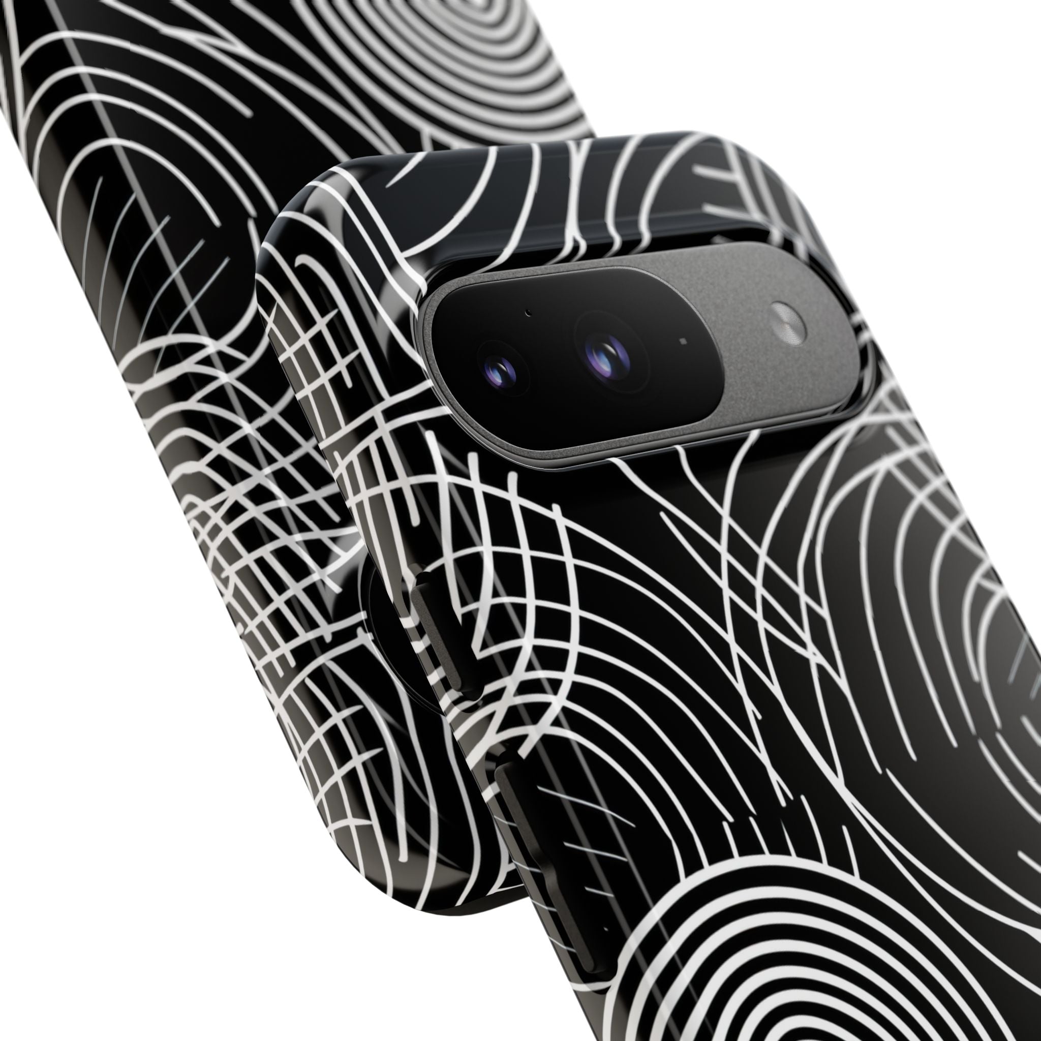 Monochrome Spiral Curves Google Pixel 9 - Tough