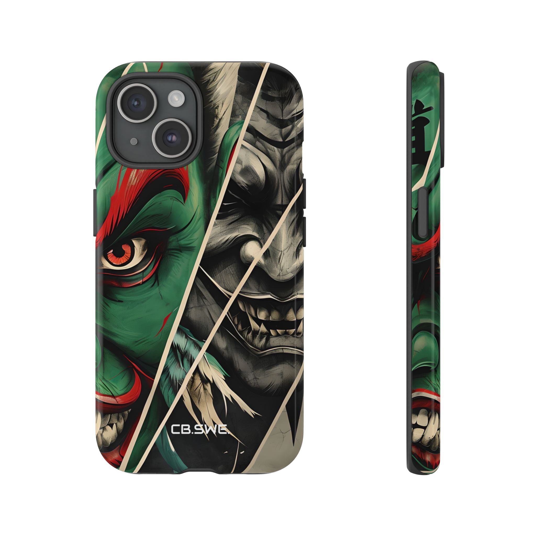 Striking Japanese Mask Art Vivid Colors iPhone 15 - Tough