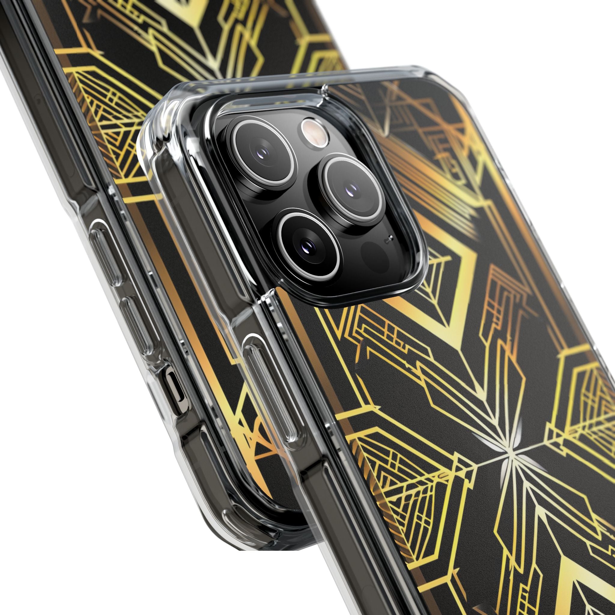 Golden Geometric Symphony iPhone 14 - Impact Clear+