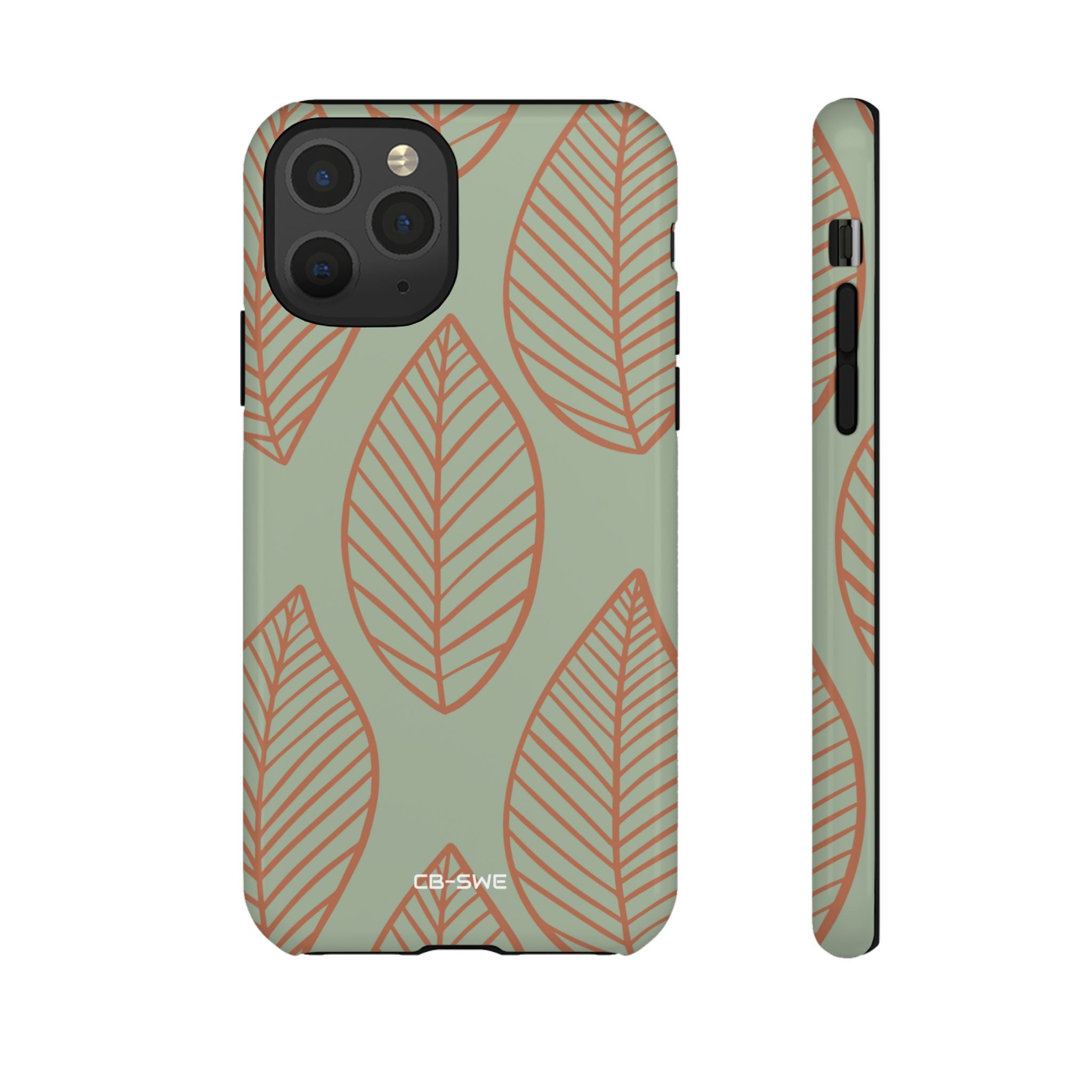 Mint and Orange Leaves - iPhone Case