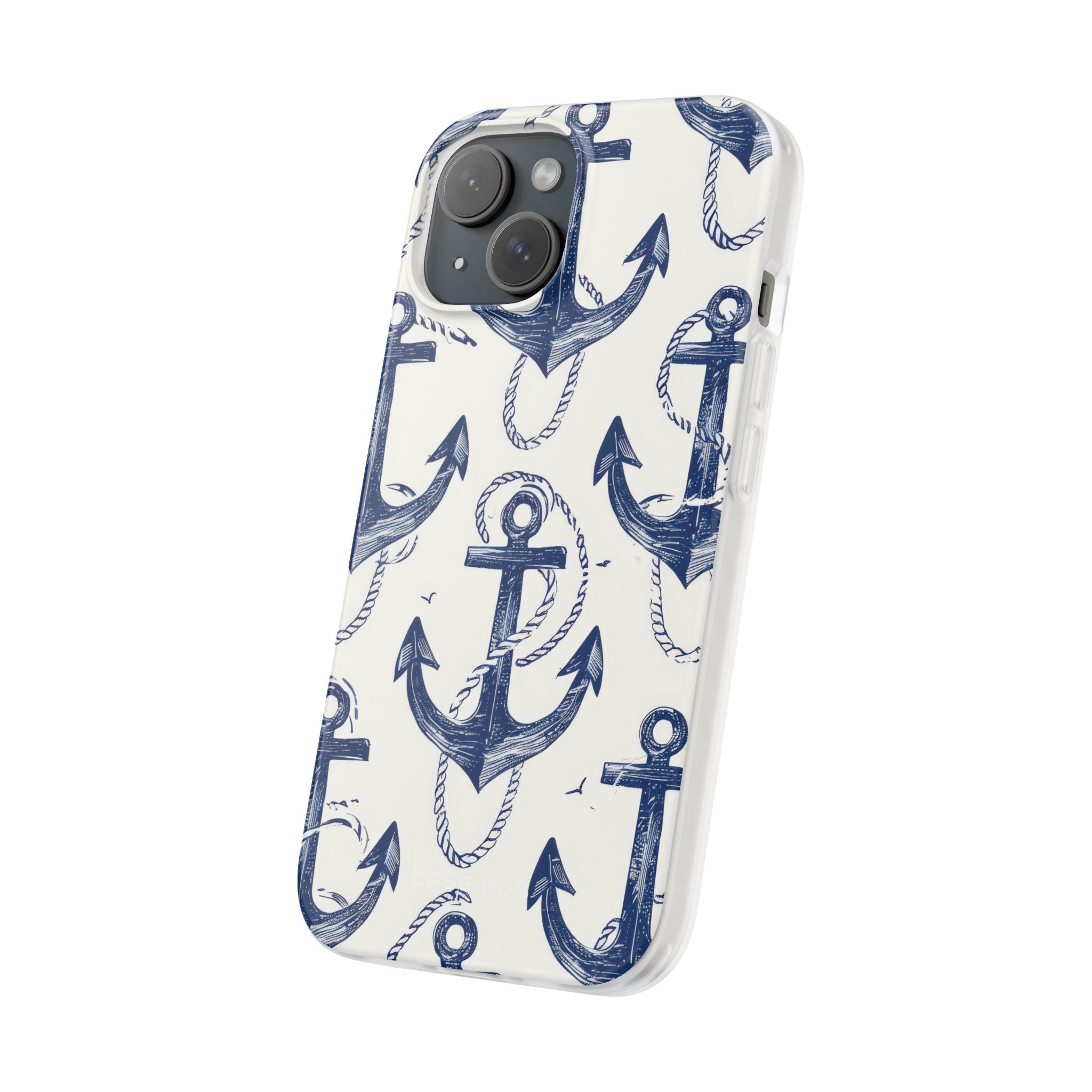 Navy Anchor Loop iPhone 15 Case - Soft