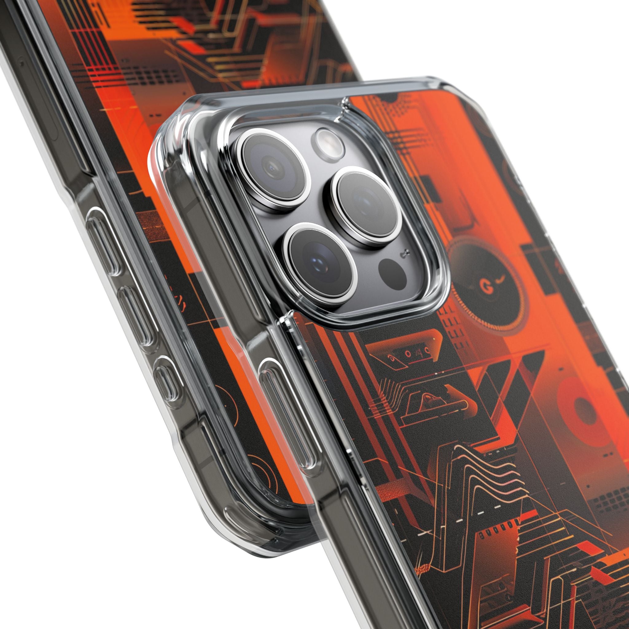 Orange Circuit Dreams iPhone 15 - Impact Clear+