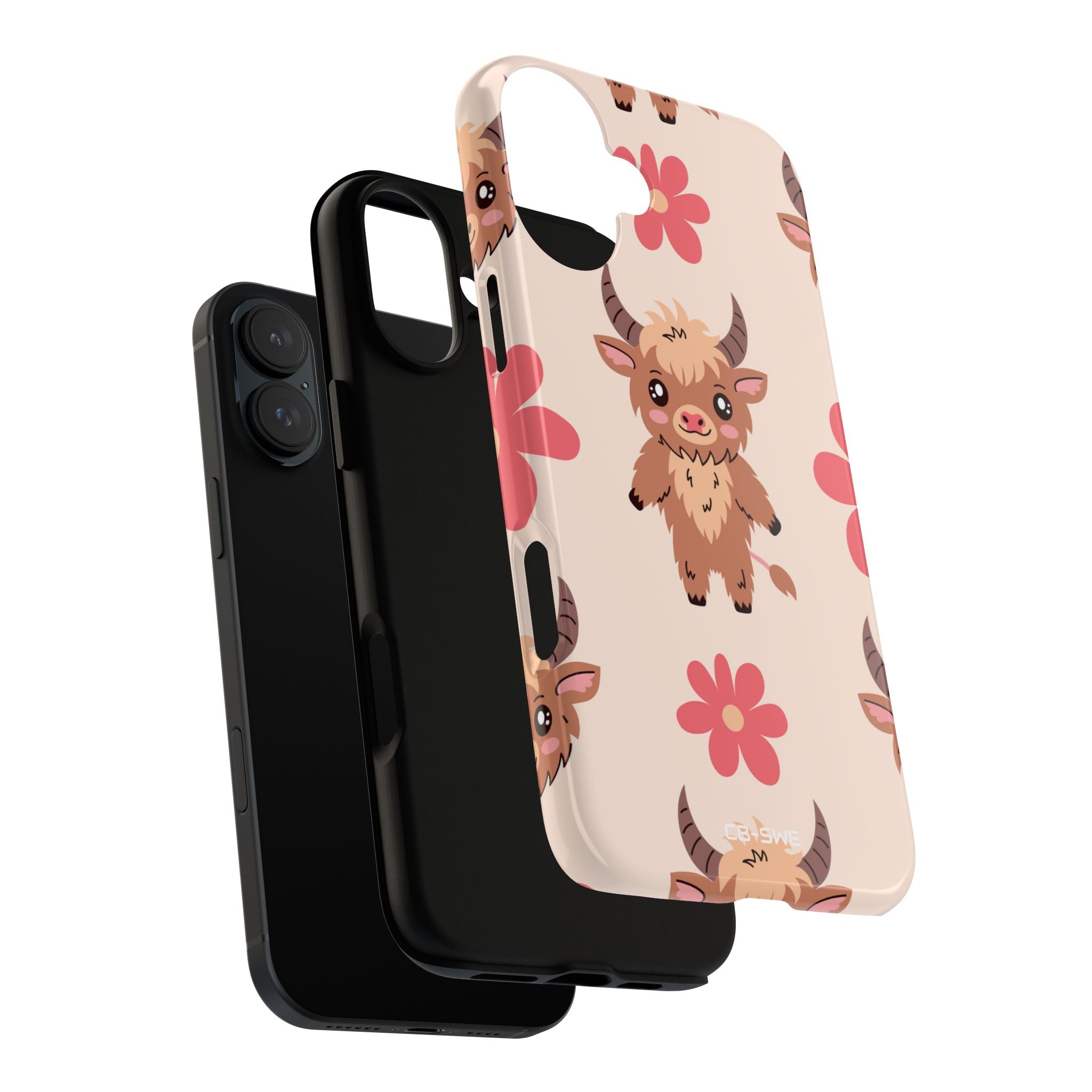 Cute Cattle & Flowers - iPhone Case