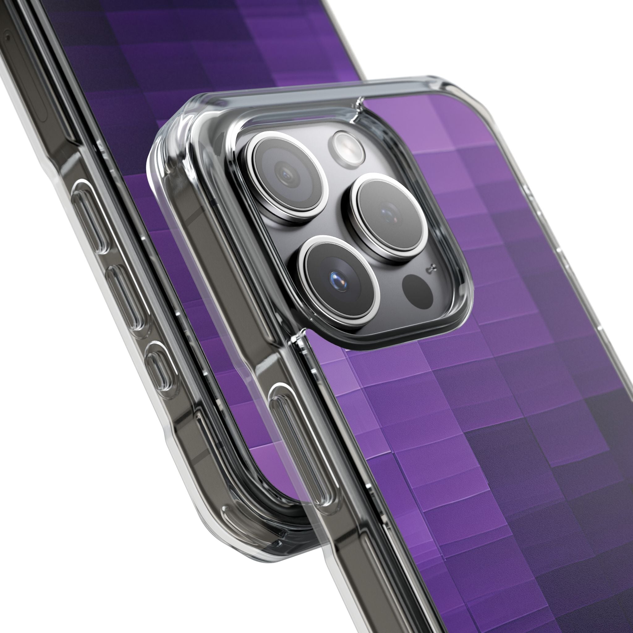 Purple Horizon Grid iPhone 15 - Impact Clear+