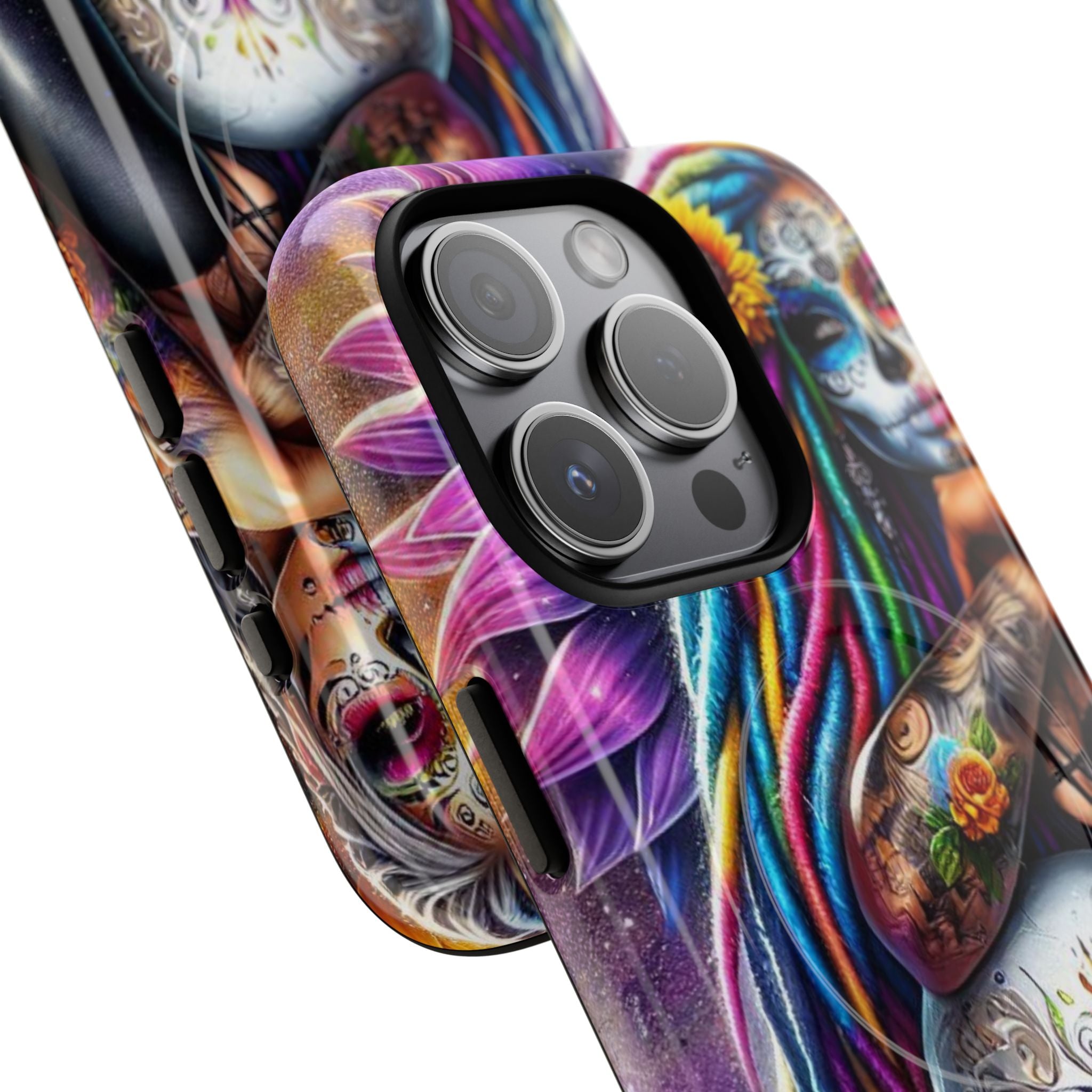 Sunflower Skull Glow iPhone 15 Pro Case - Tough+