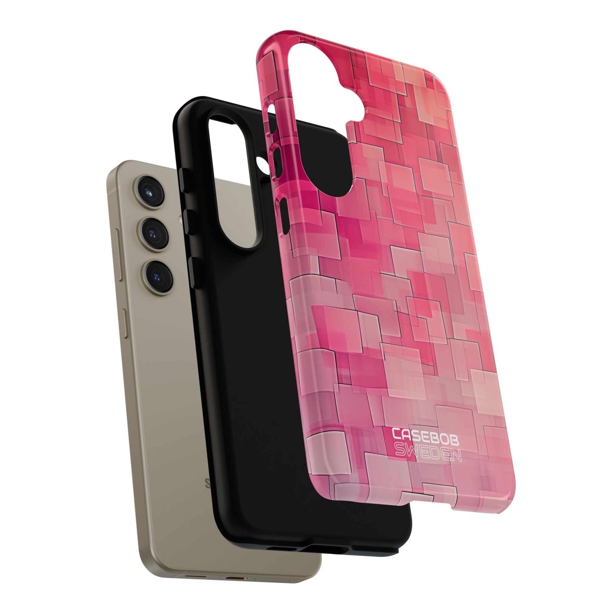 Gelaagde roze geometrie Samsung S24 - Tough
