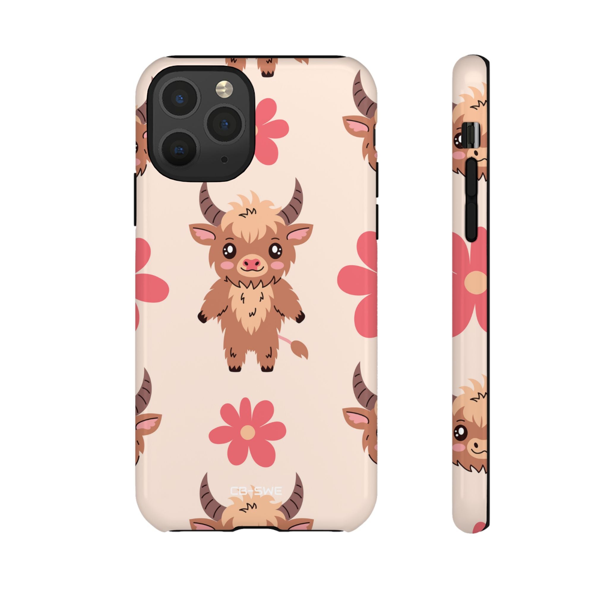 Cute Cattle & Flowers - iPhone Case
