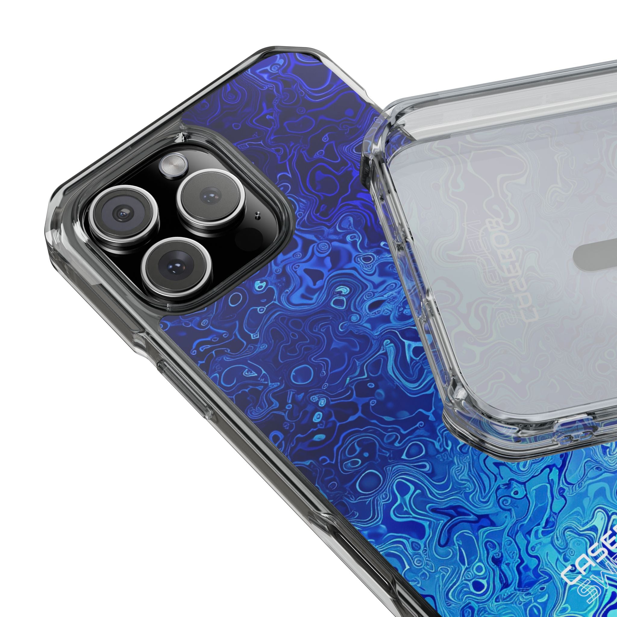 Swirling Blue Currents iPhone 16 - Impact Clear+