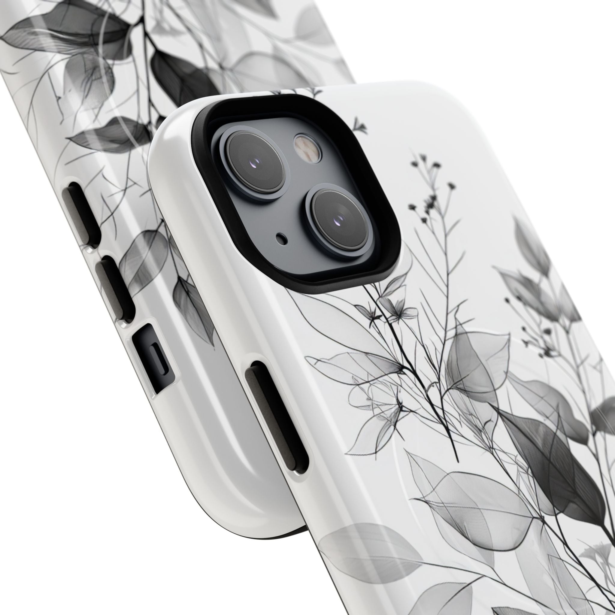Veined Leaves Gray iPhone 14 Case - Tough+