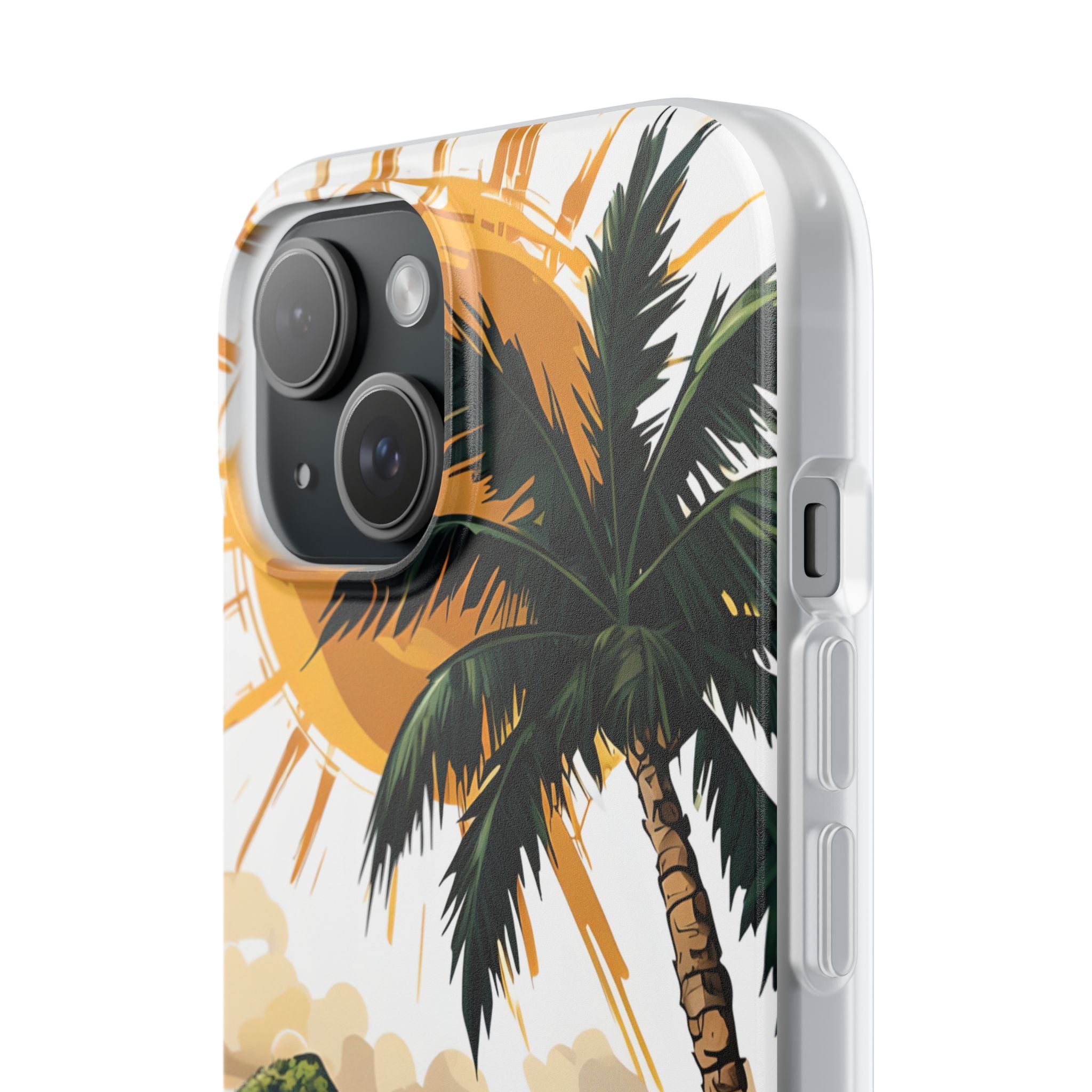 Sunny Palm Breeze iPhone 15 Case - Soft
