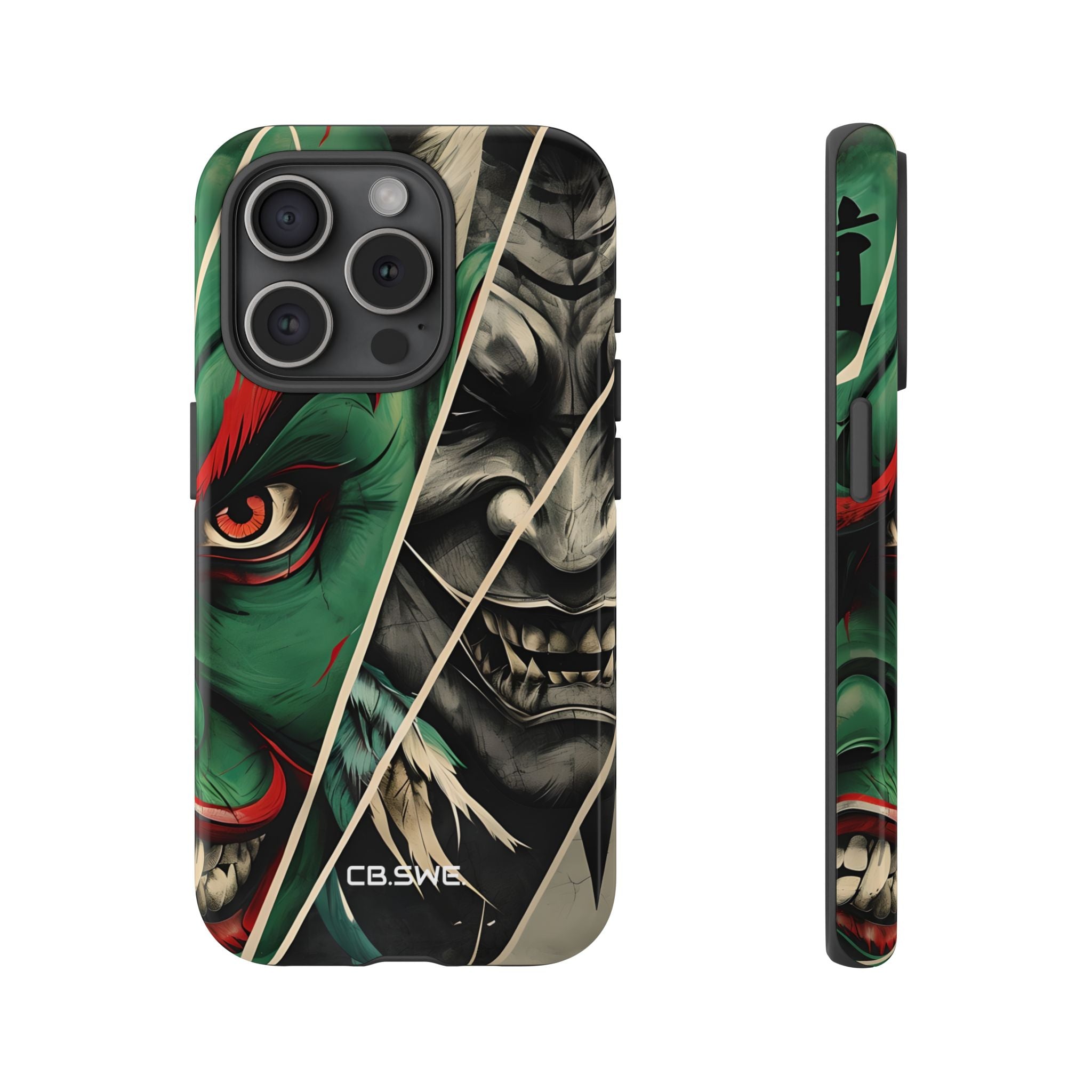 Striking Japanese Mask Art Vivid Colors iPhone 15 - Tough
