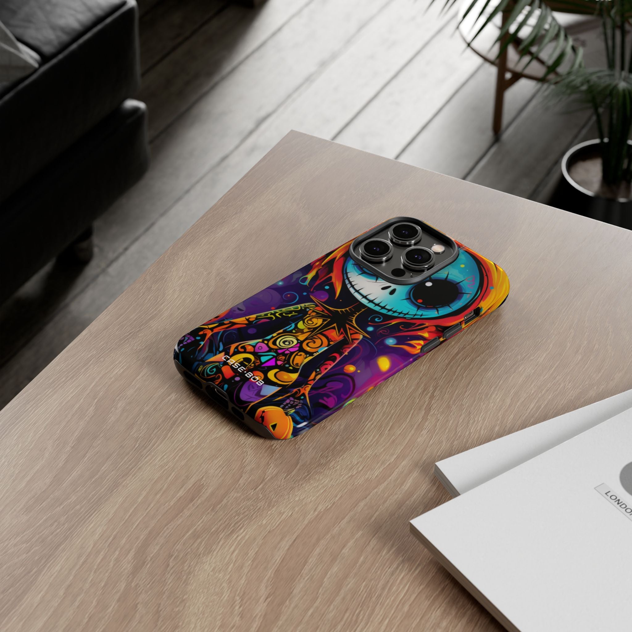 Blue Skull Swirl iPhone 14 Pro Case - Tough