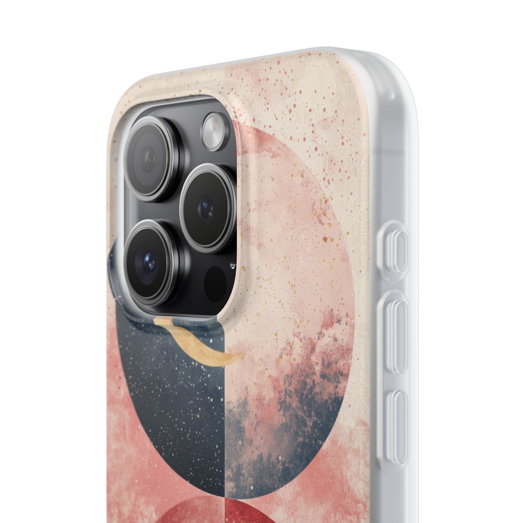 Golden Crescent Circles iPhone 15 Pro Case - Soft