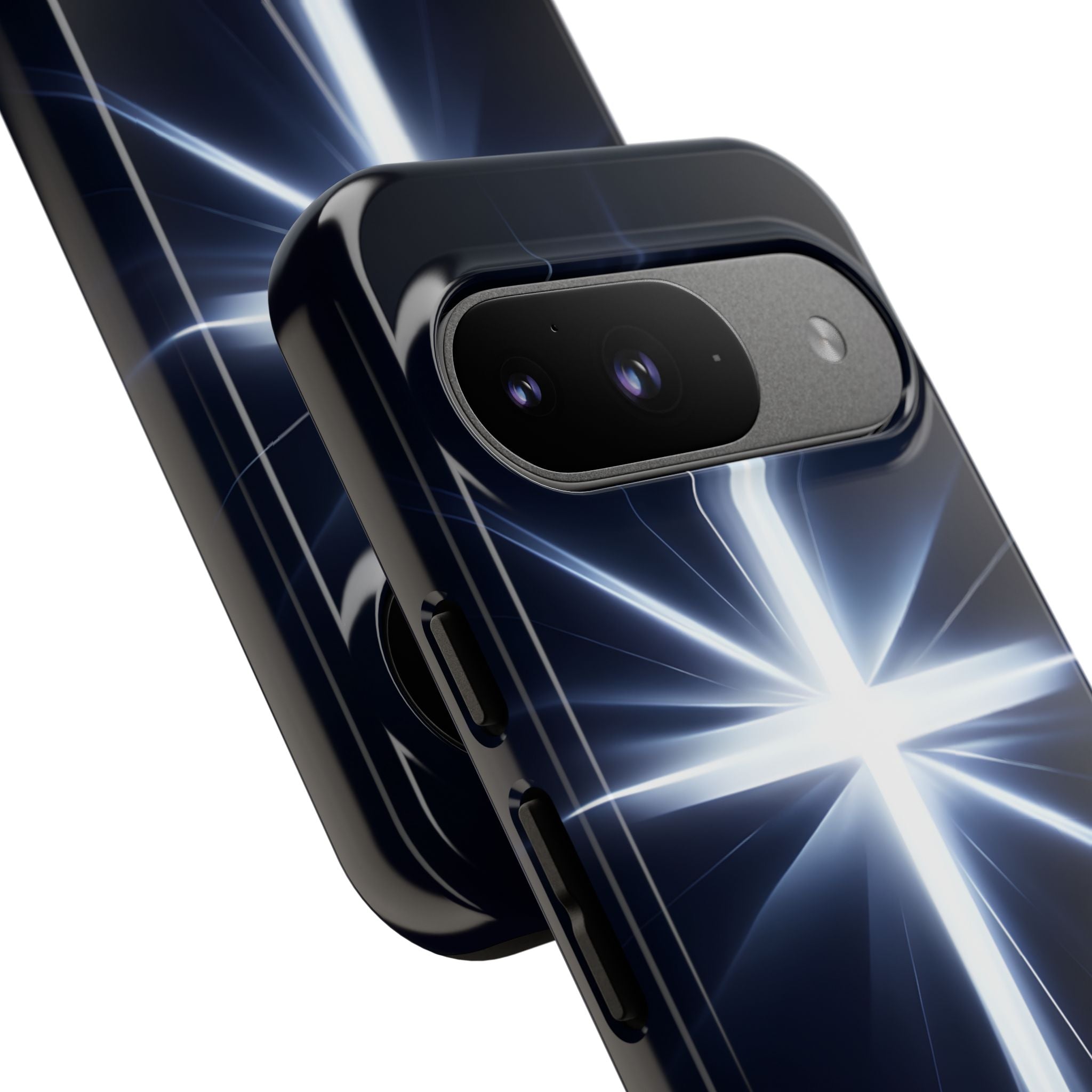 Glowing White Cross Dark Blue Google Pixel 9 - Tough