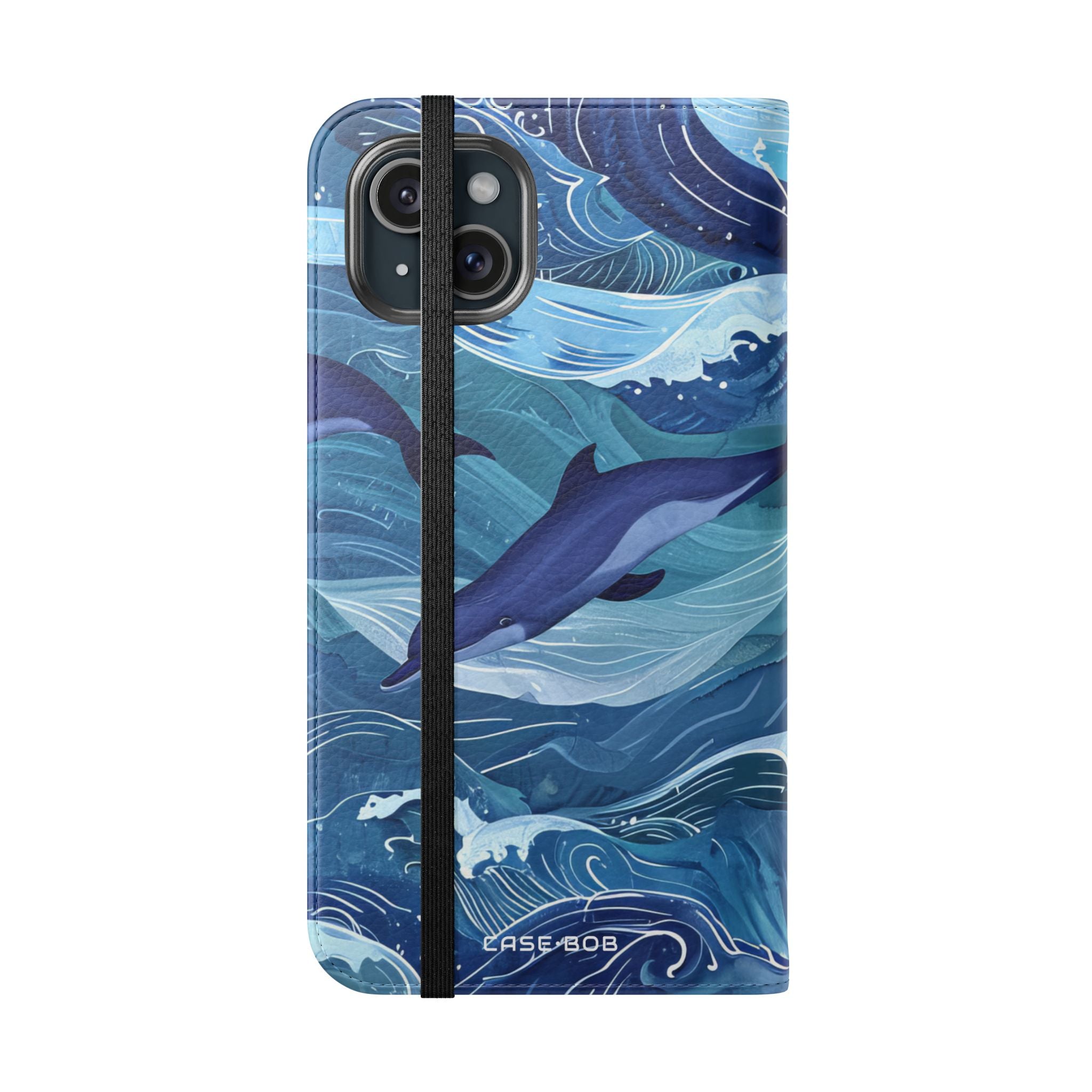 Dolphin Wave Dance - iPhone 15 Plus Case - Wallet