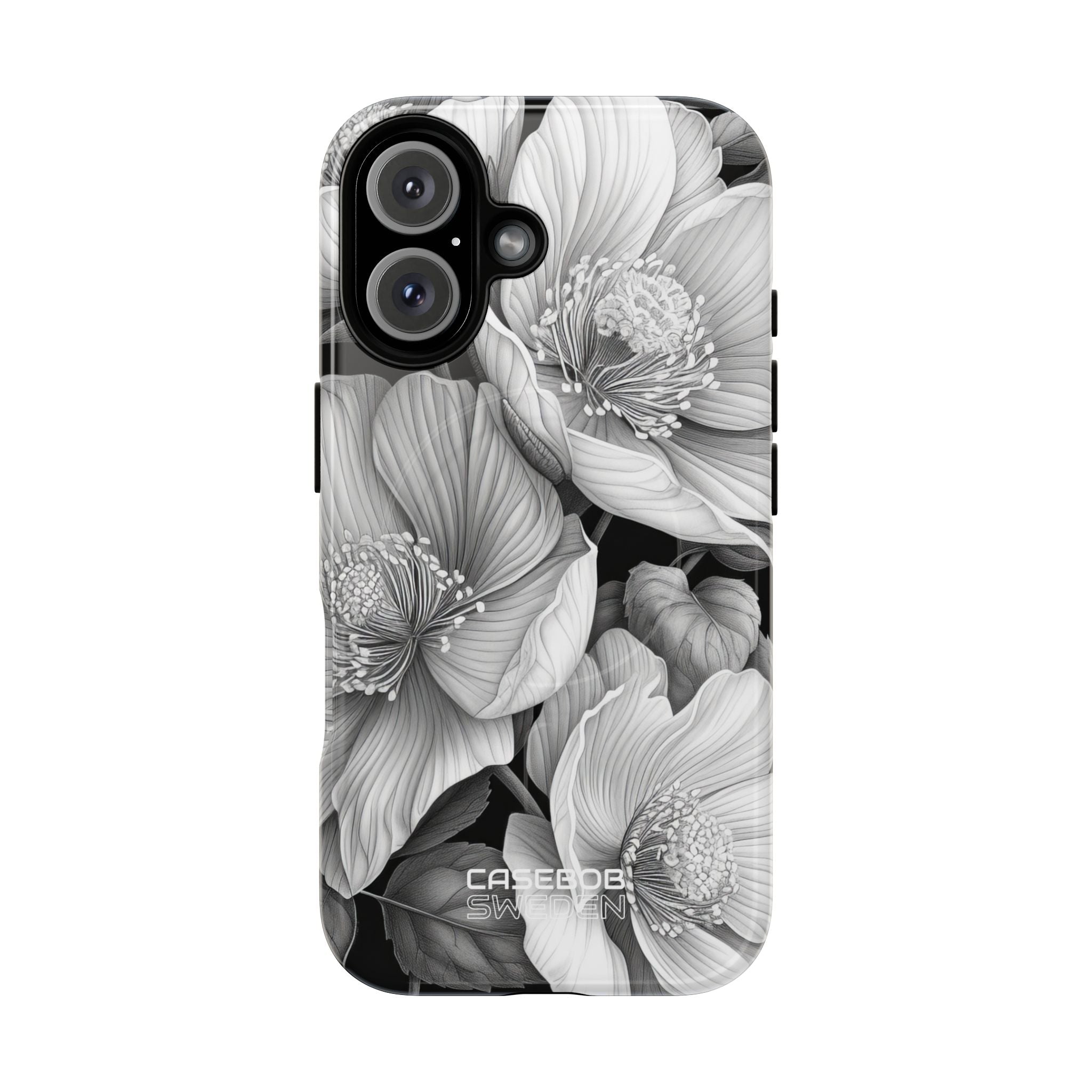 Monochrome Petal Dance iPhone 16 - Tough+