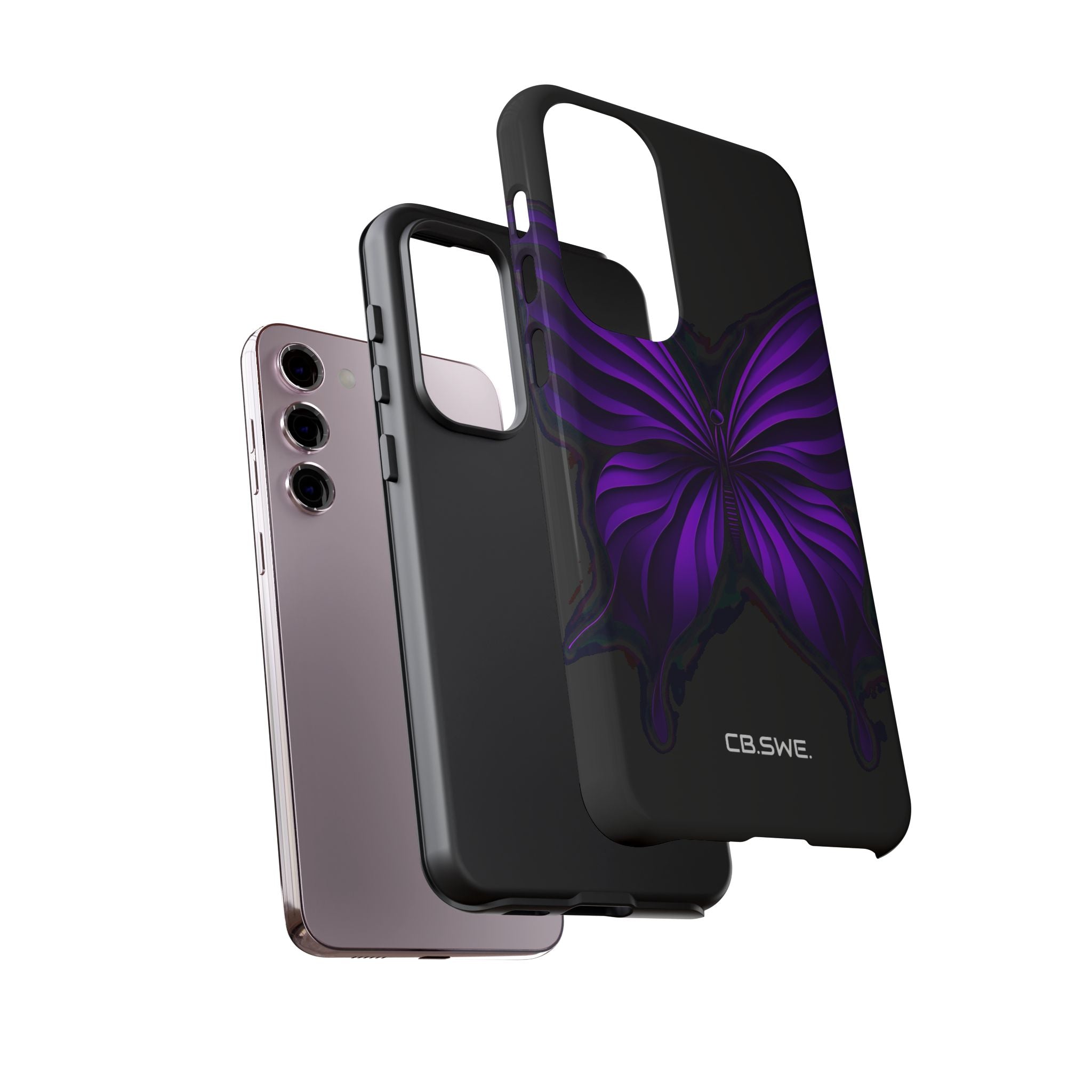 Symmetrical Neon Purple Butterfly Samsung S23 - Tough
