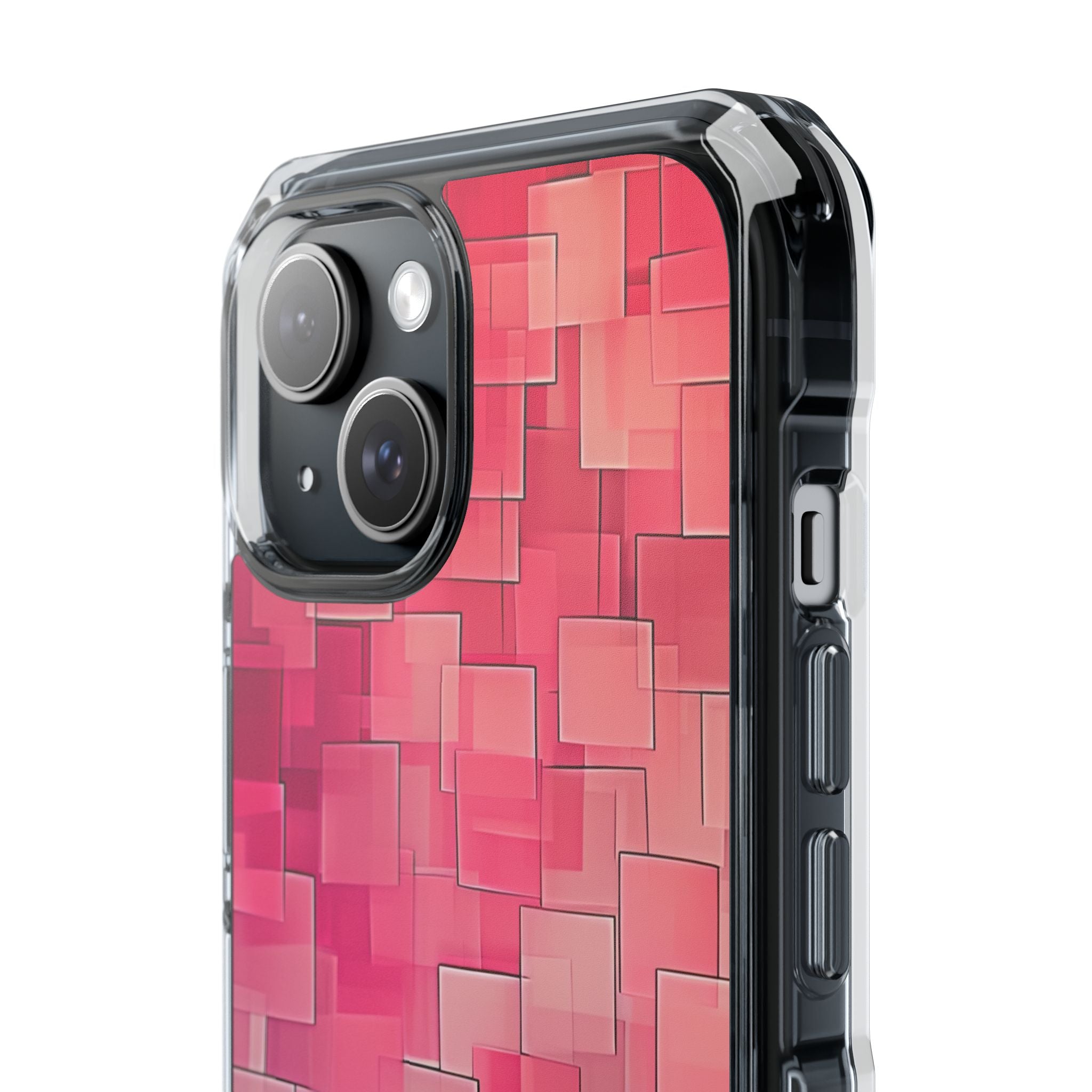 Layered Pink Geometry iPhone 15 - Impact Clear+
