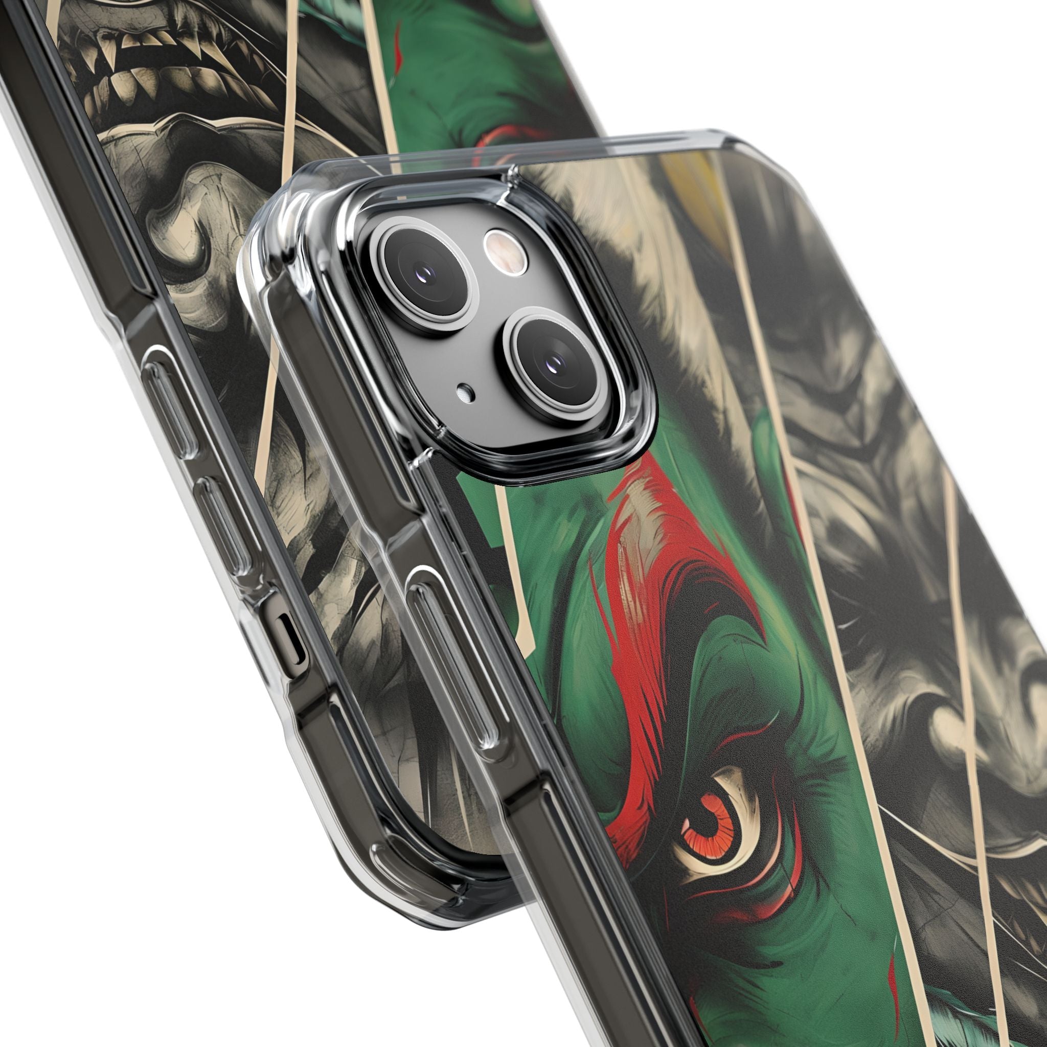 Striking Japanese Mask Art Vivid Colors iPhone 14 - Impact Clear+
