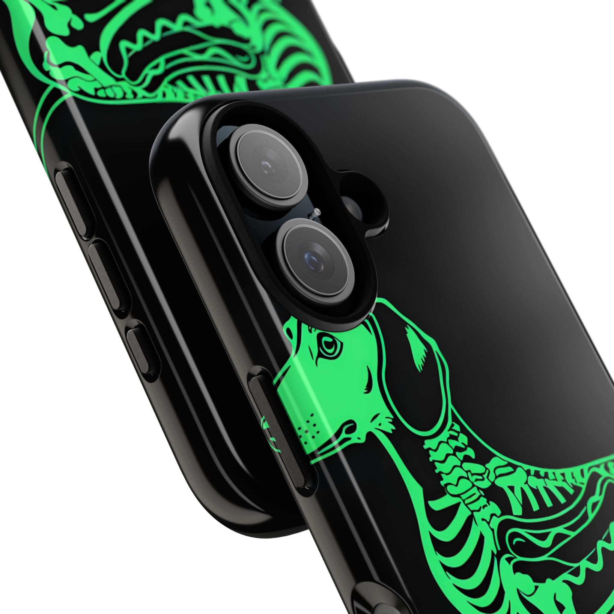 Neongrüne Dackel-Röntgen-Illustration Hotdog-Telefonhülle iPhone 16 - Robust