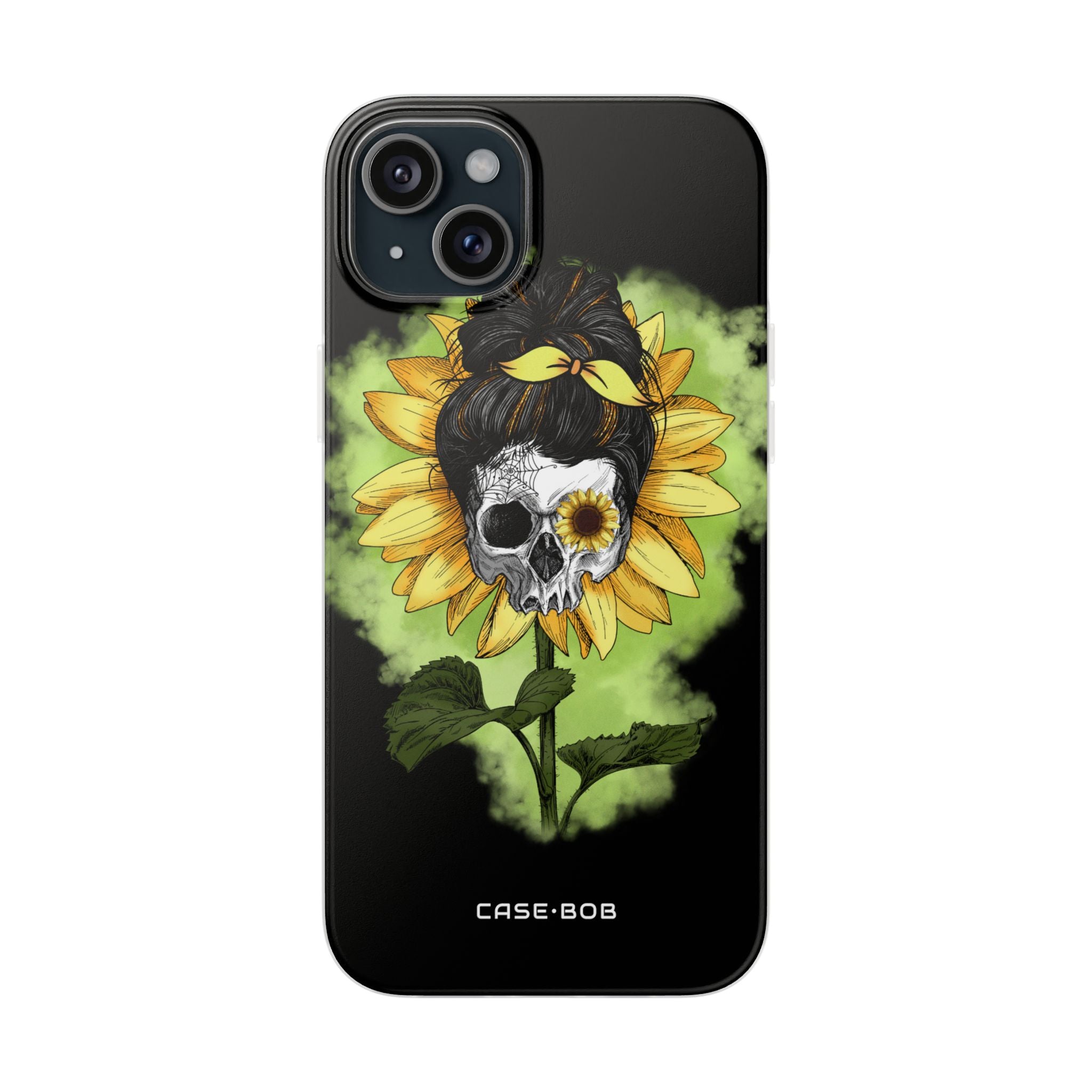 Sunflower Skull iPhone 15 Plus Case - Soft