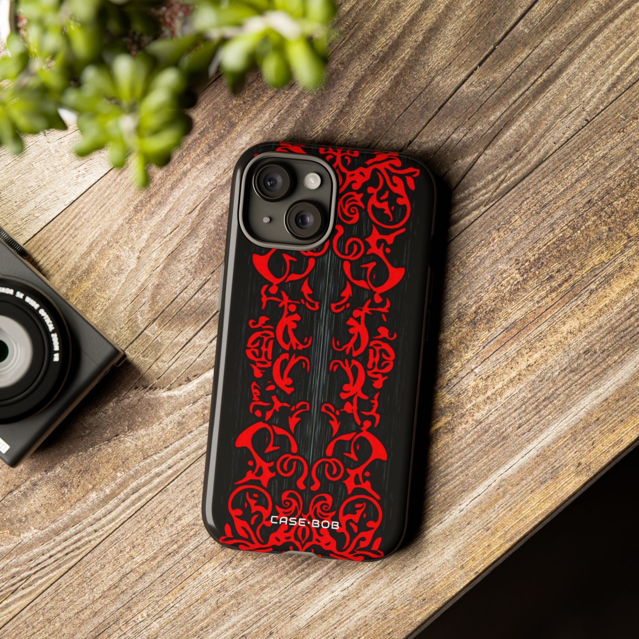 Crimson Spiral iPhone 15 Case - Tough