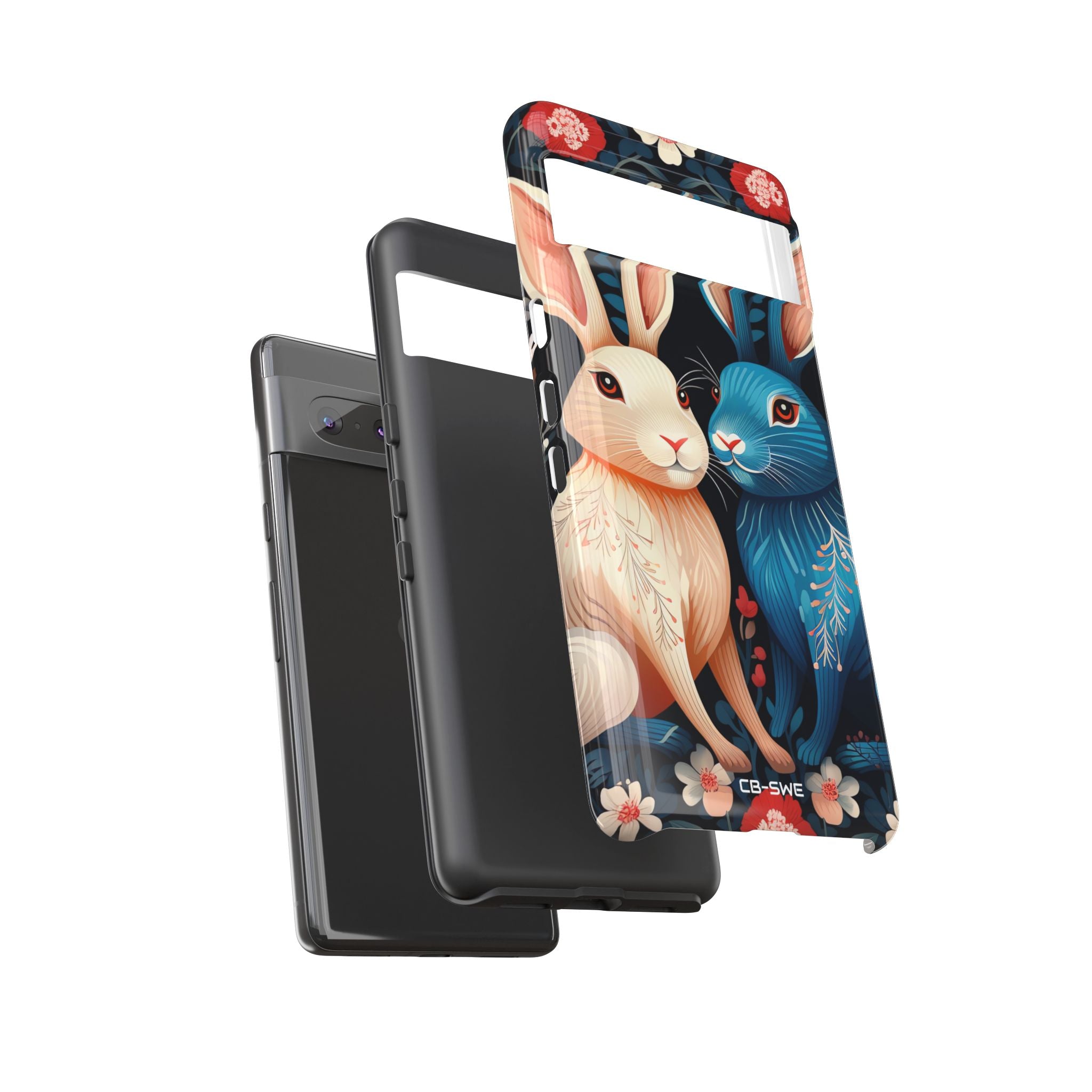 Rabbits Embrace Blossoms - Google Pixel Case
