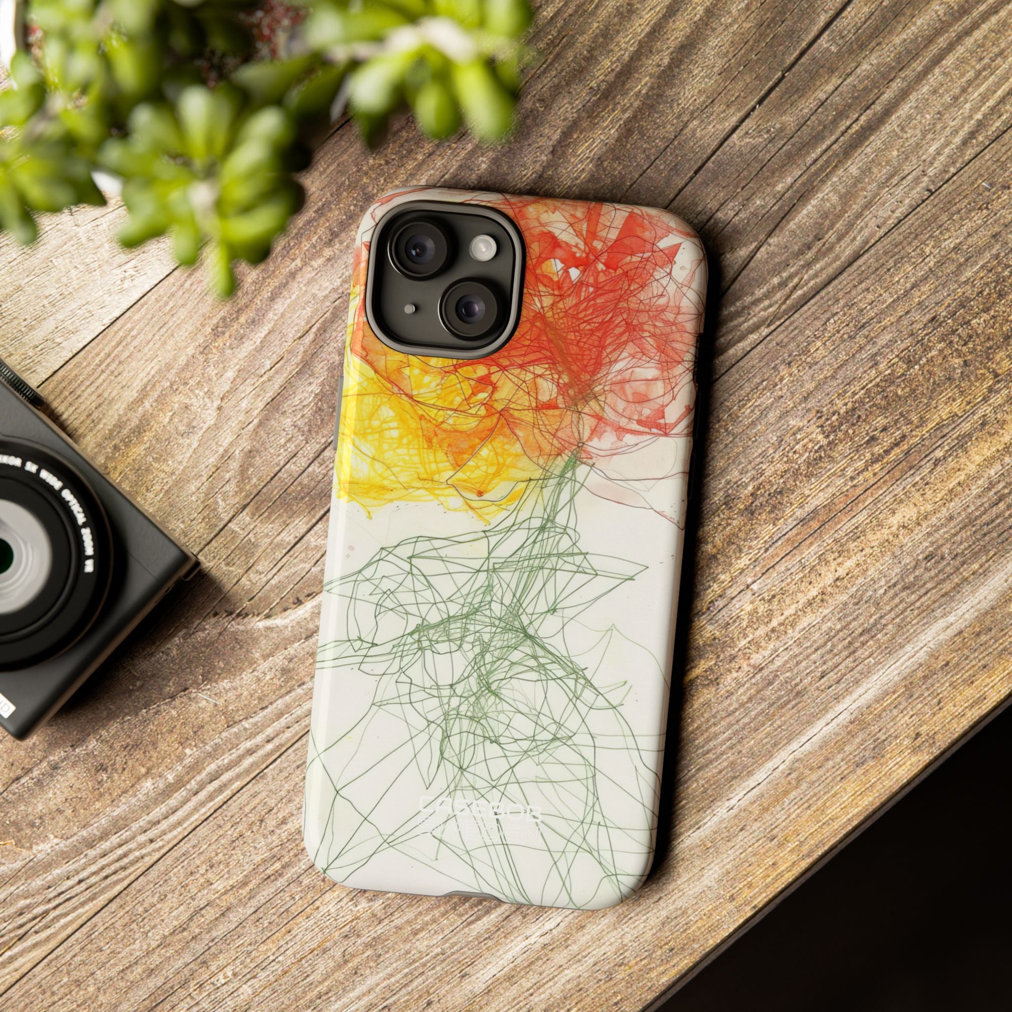 Fiery Blossom Tangle iPhone 15 - Tough