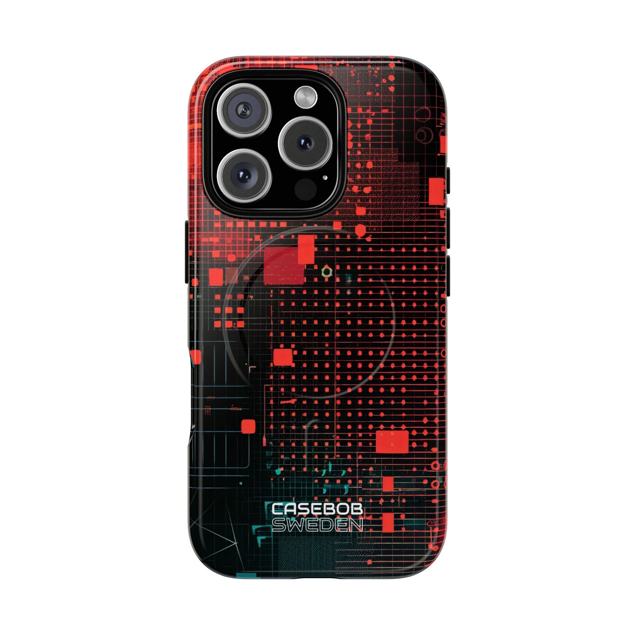 Crimson Circuit Grid iPhone 16 - Tough+