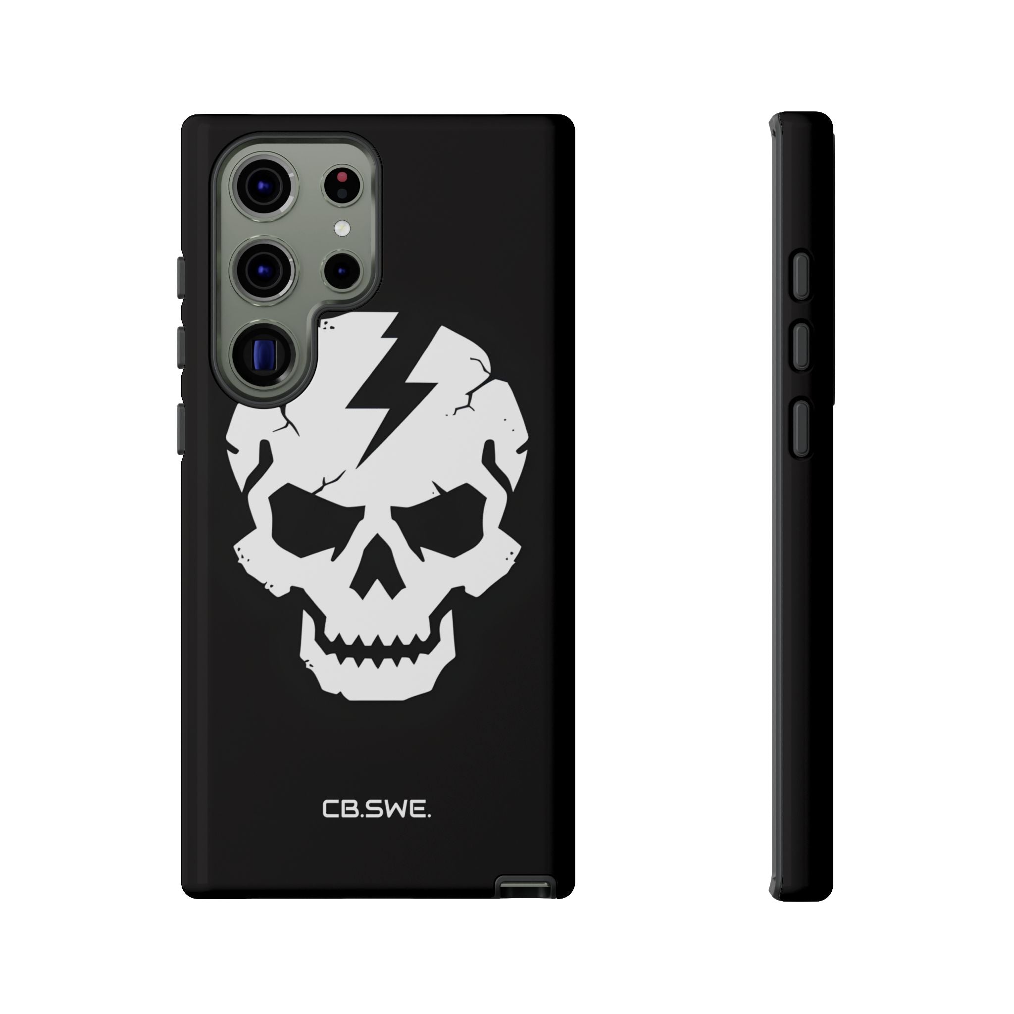 Minimalist White Skull Lightning Bolt Icon Samsung S23 - Tough