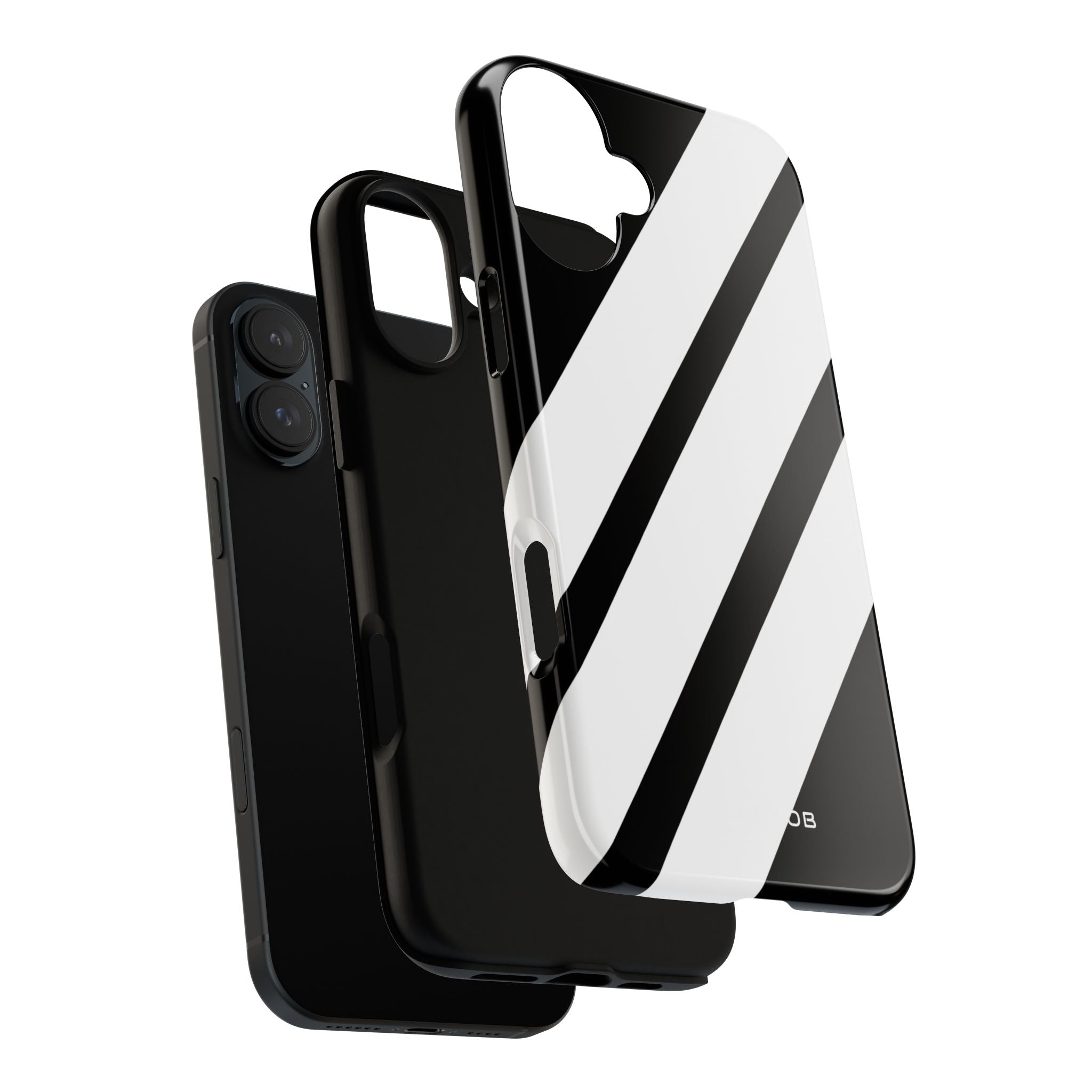 Diagonal Stripes Contrast iPhone 16 Plus Case - Tough