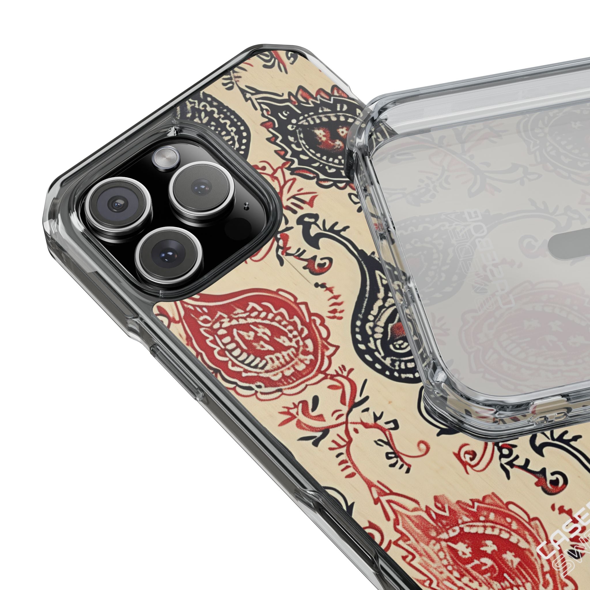 Navy Paisley Swirl iPhone 16 - Impact Clear+
