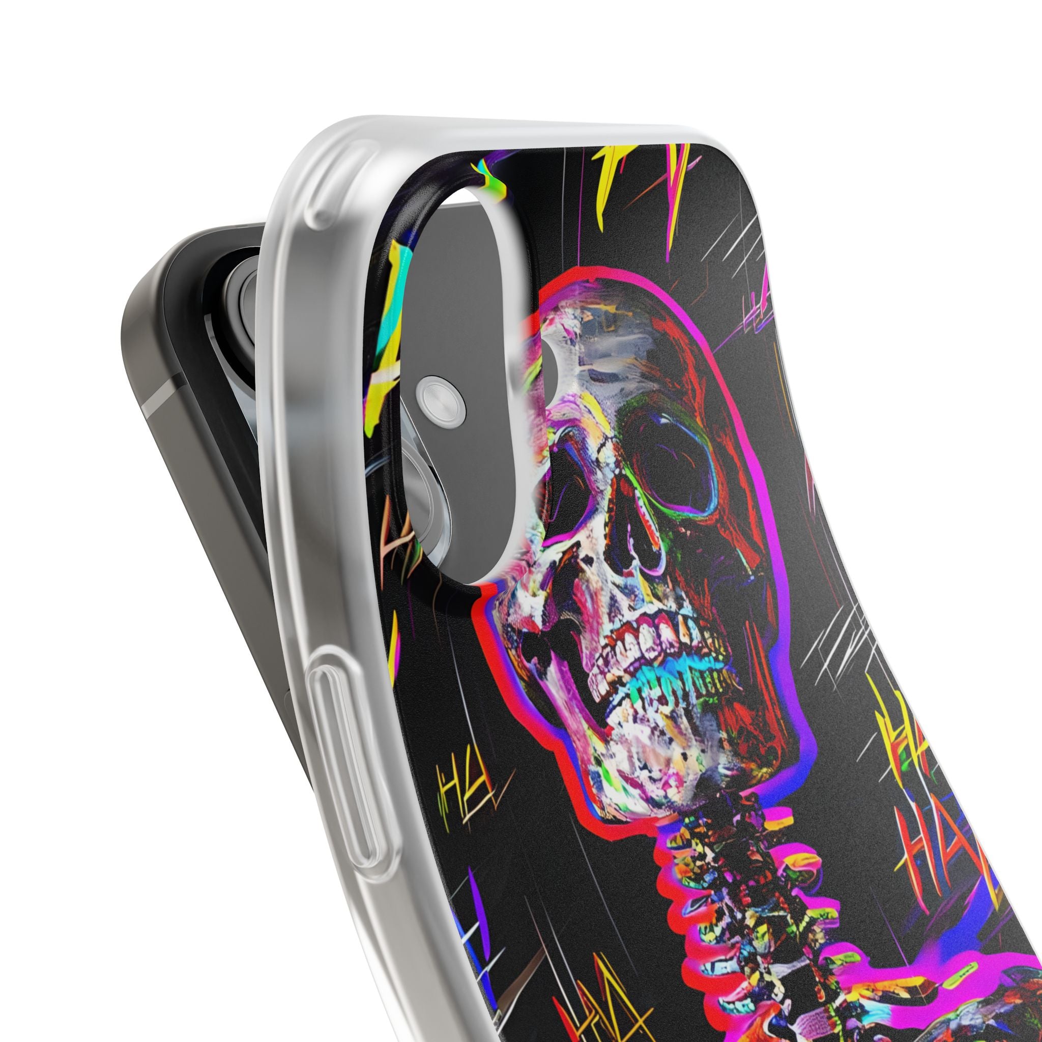Neon Skeleton Laugh iPhone 16 Case - Soft