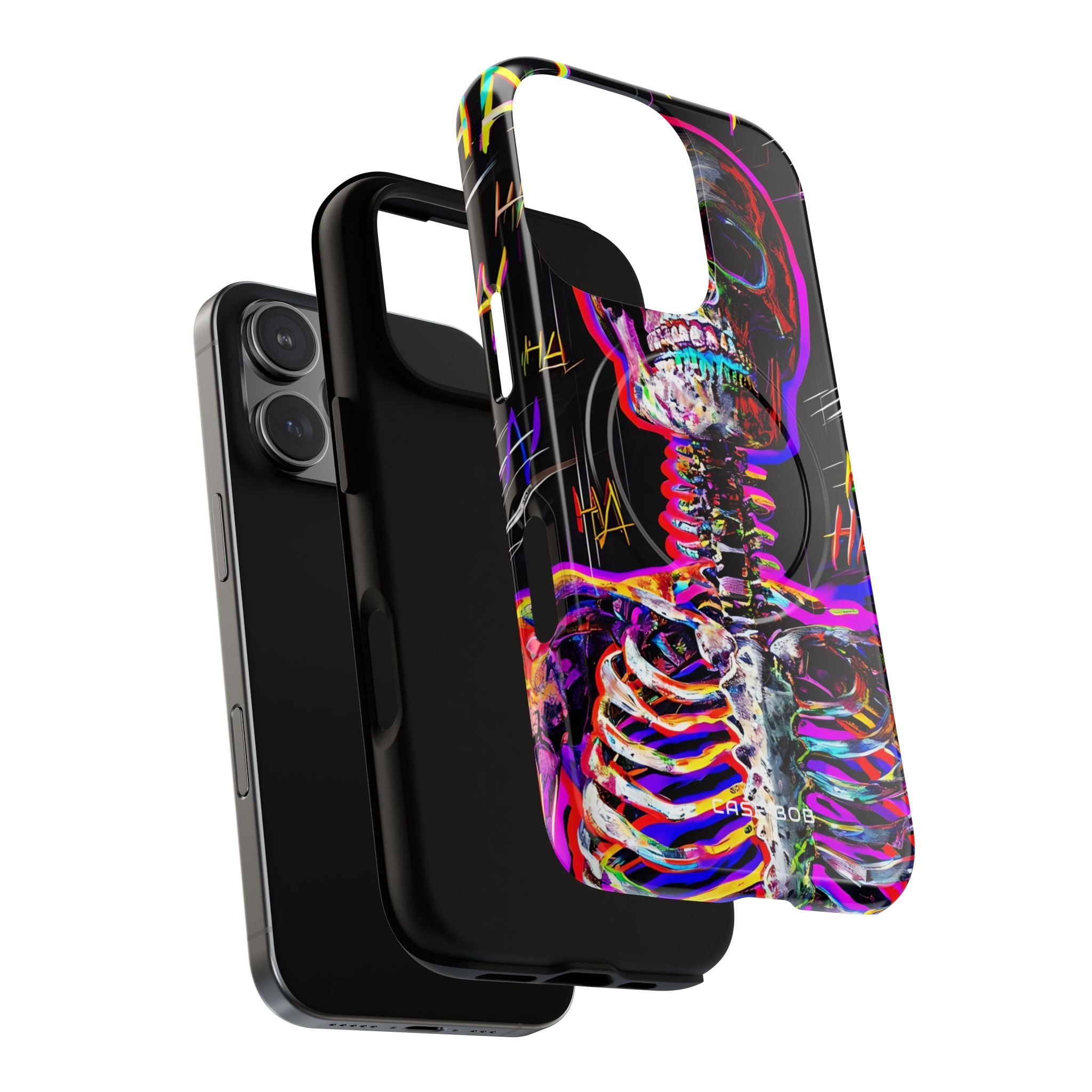 Neon Skeleton Laugh iPhone 16 Pro Case - Tough+