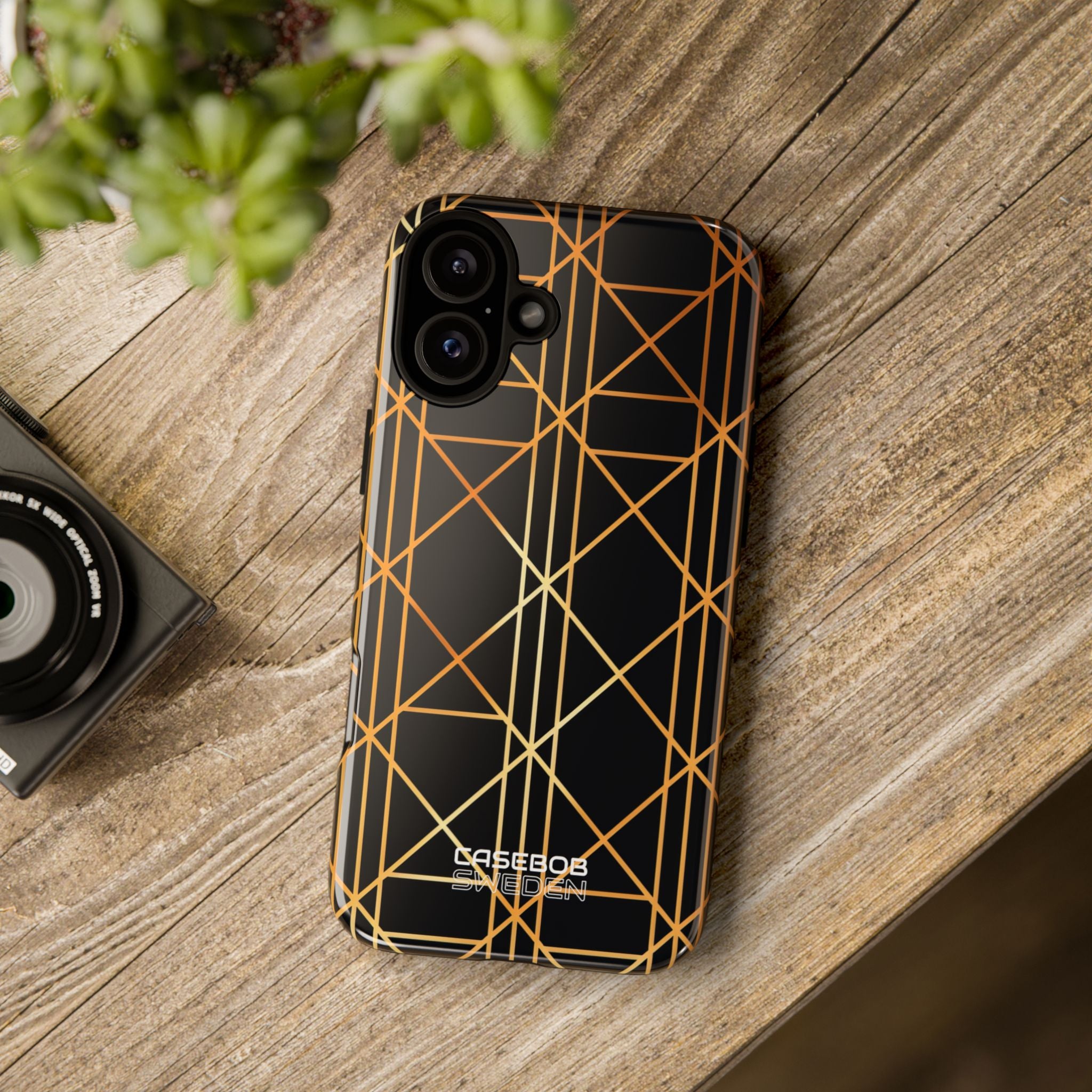 Golden Geometric Elegance iPhone 16 - Tough