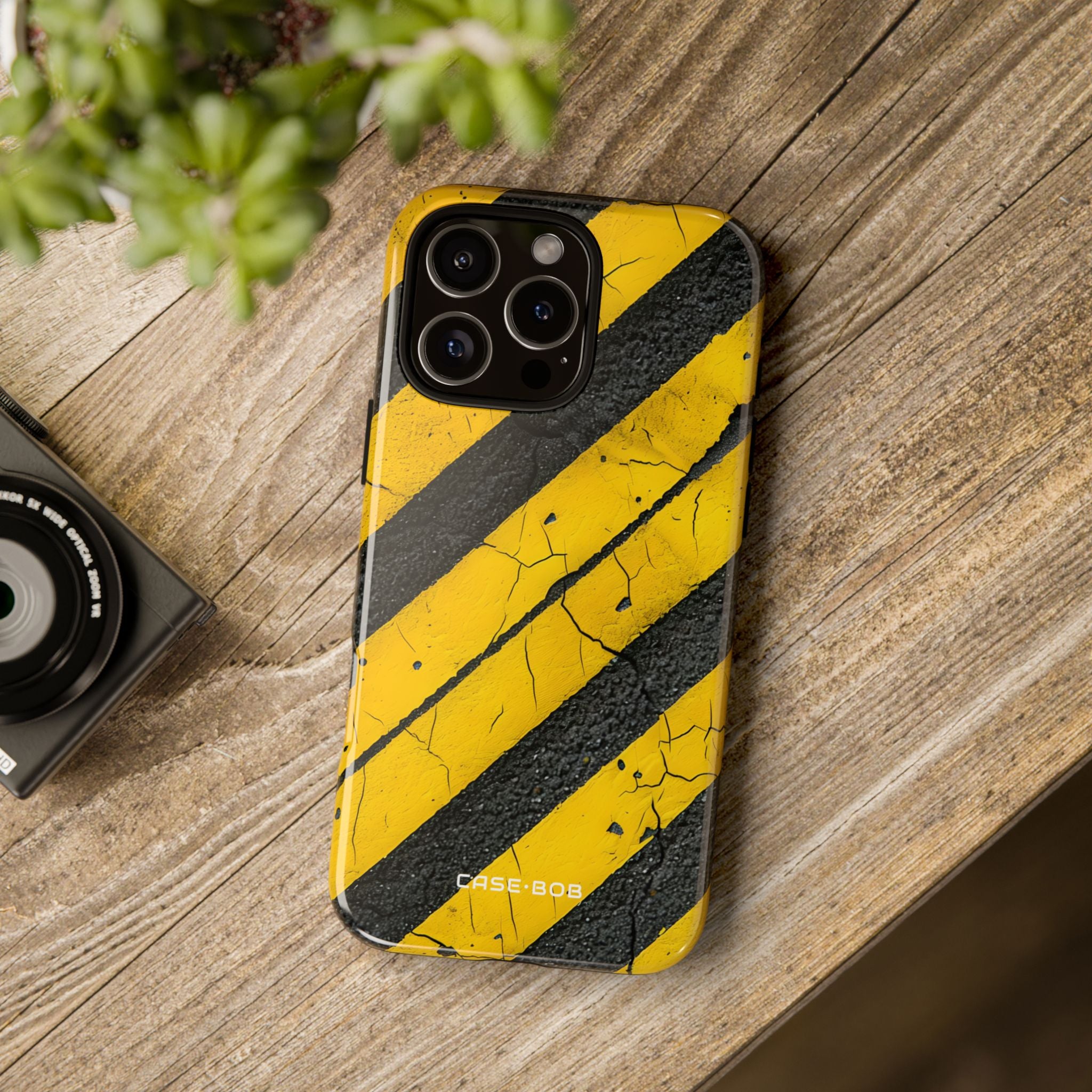 Yellow Stripe Distress iPhone 16 Pro Max Case - Tough