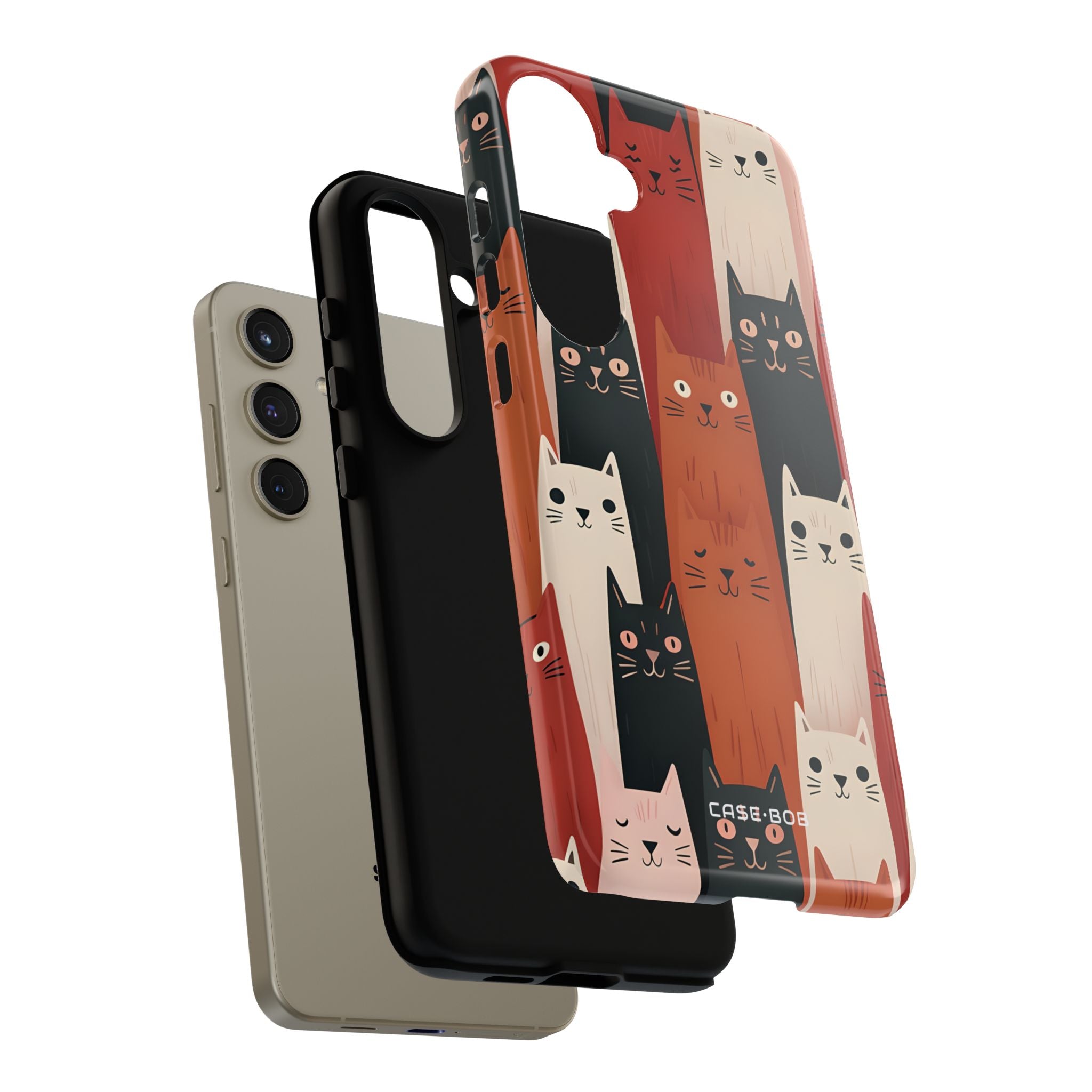 Elongated Cats Black Samsung S24 Plus Case - Tough