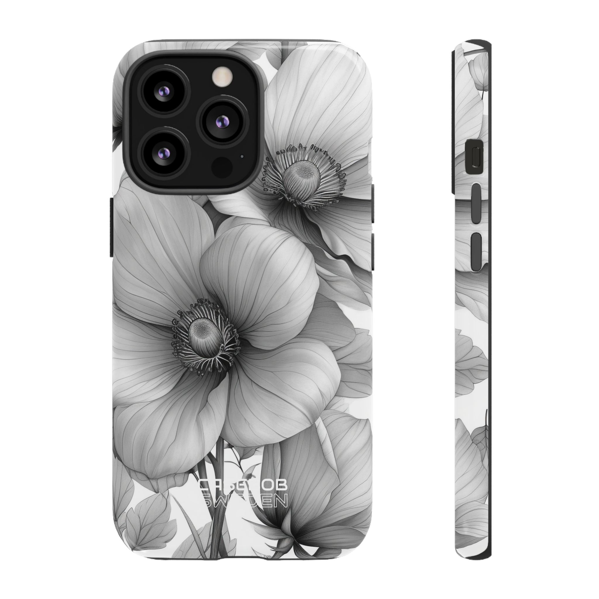 Grayscale Floral Harmony iPhone 13 - Tough