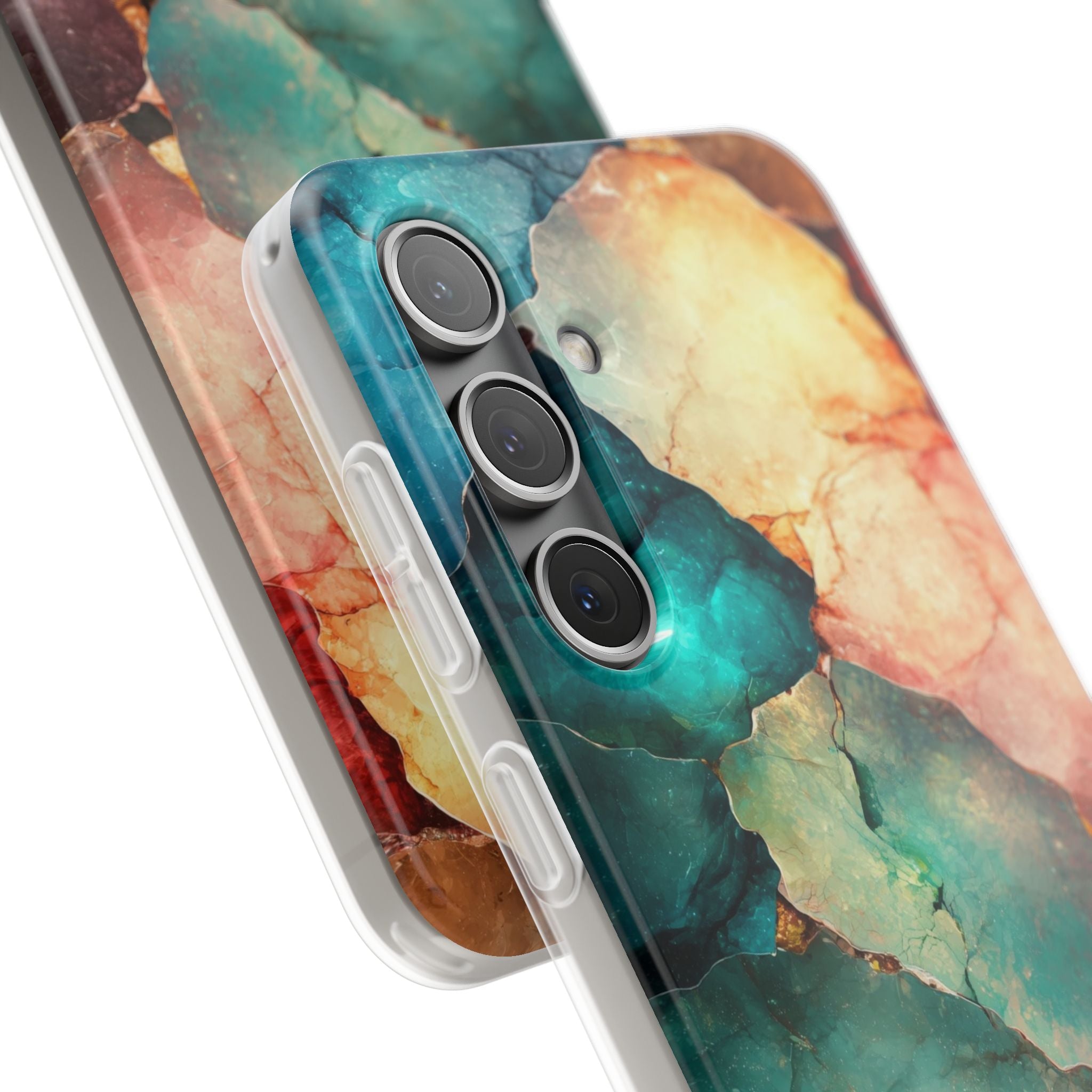 Teal Mosaic Veins Samsung S24 Case - Soft