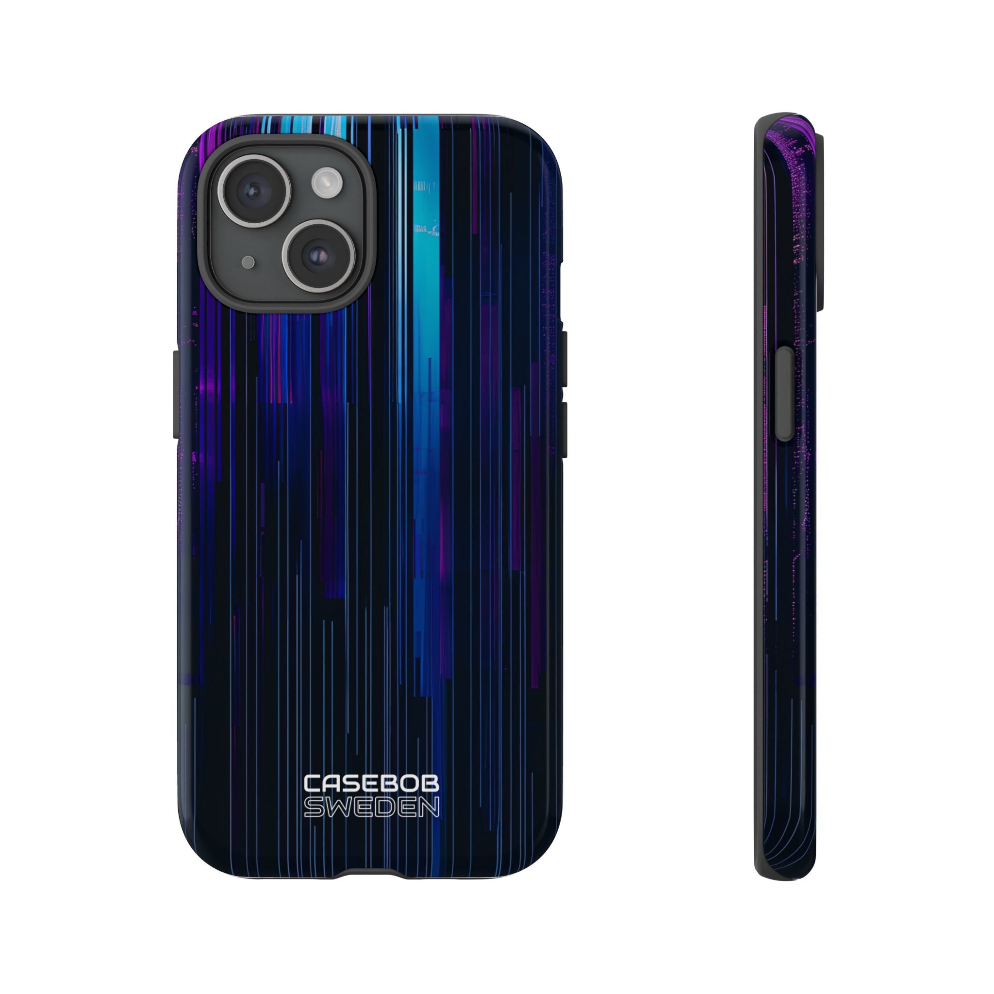 Neon Glitch Stripes iPhone 15 - Tough