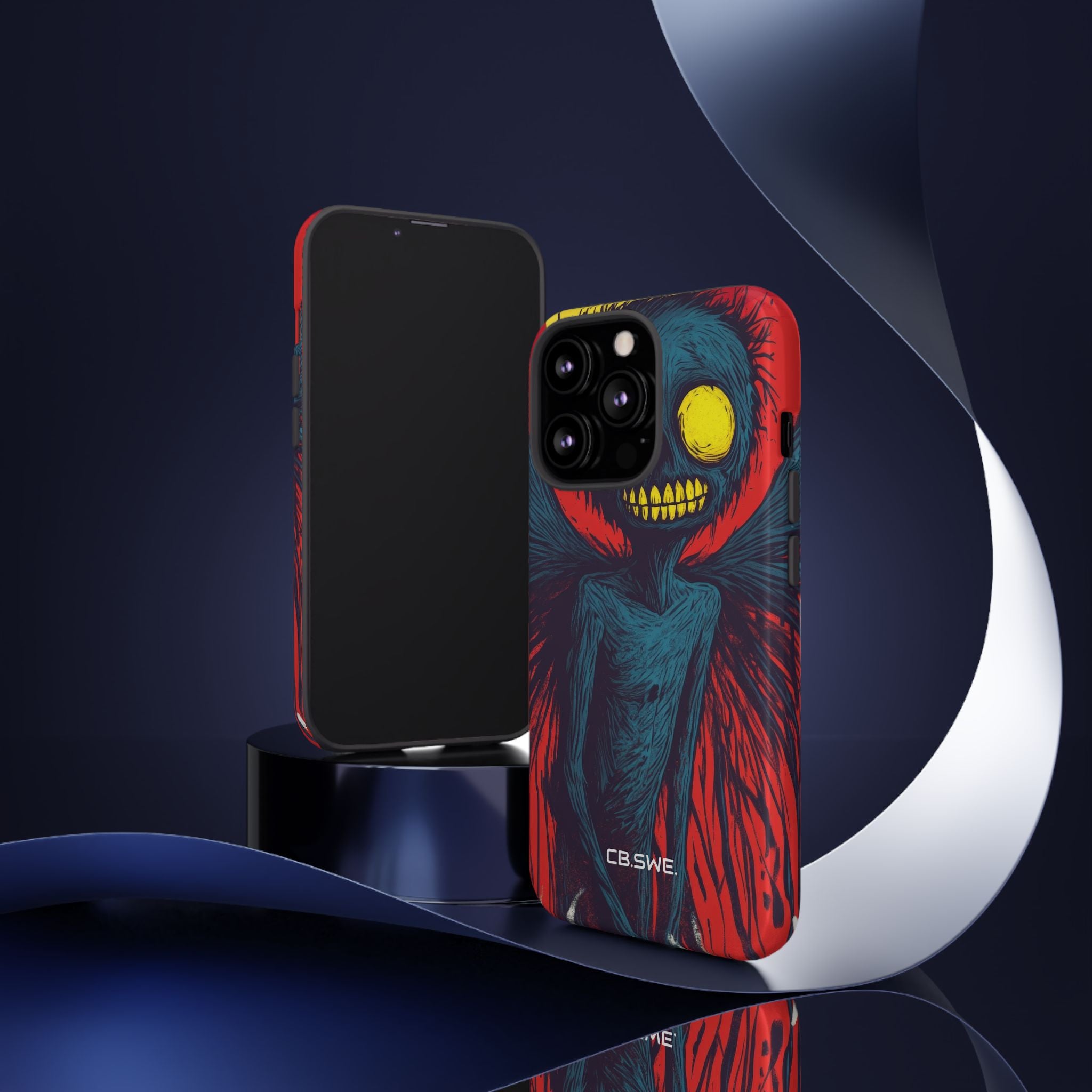 Dark Blue Humanoid Figure Yellow Teeth iPhone 13 - Tough