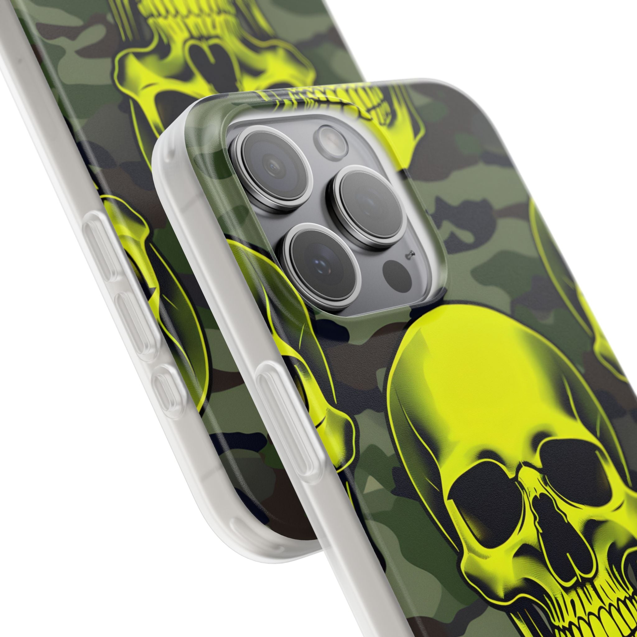 Neon Skull Camo iPhone 15 Pro Max Case - Soft