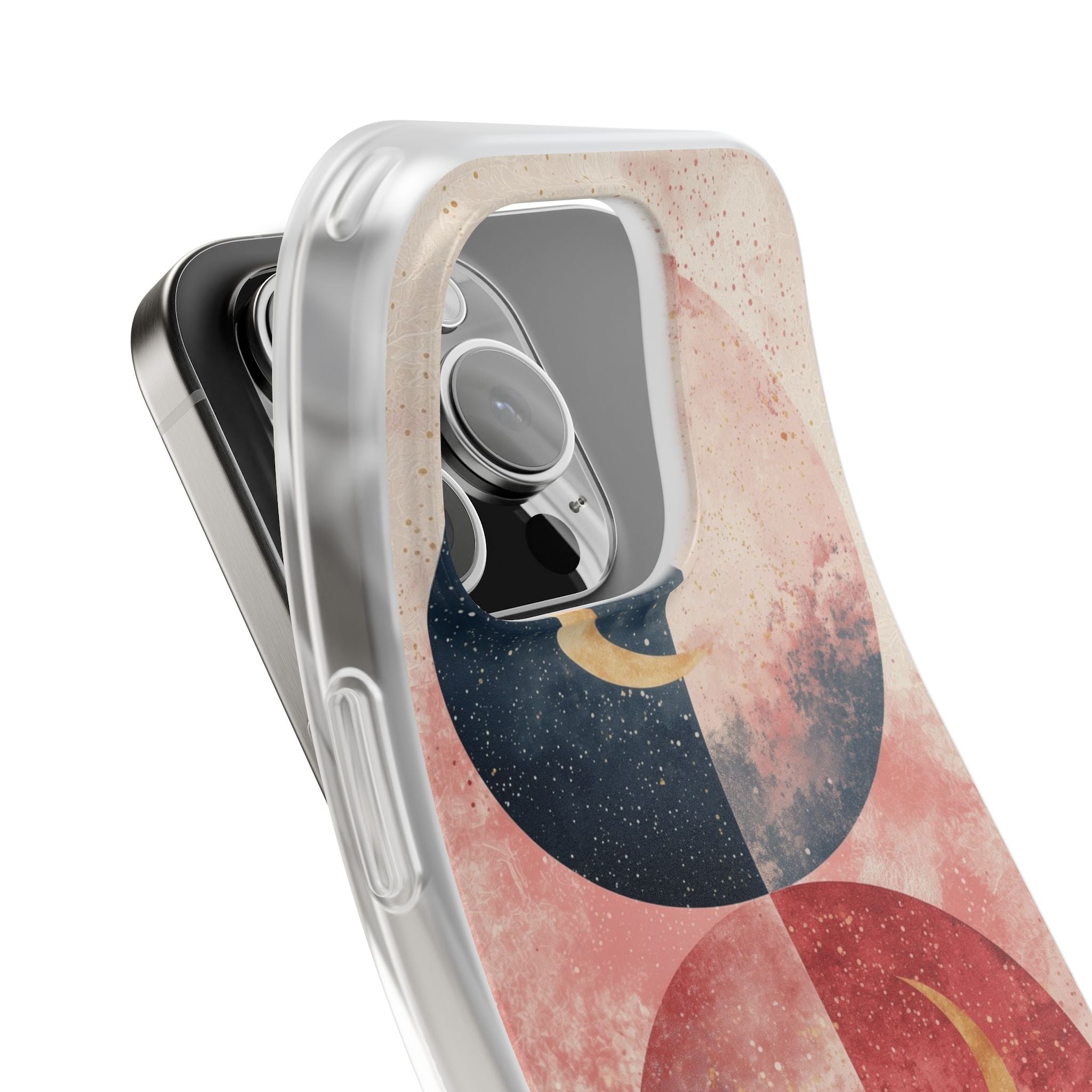 Golden Crescent Circles iPhone 16 Pro Case - Soft